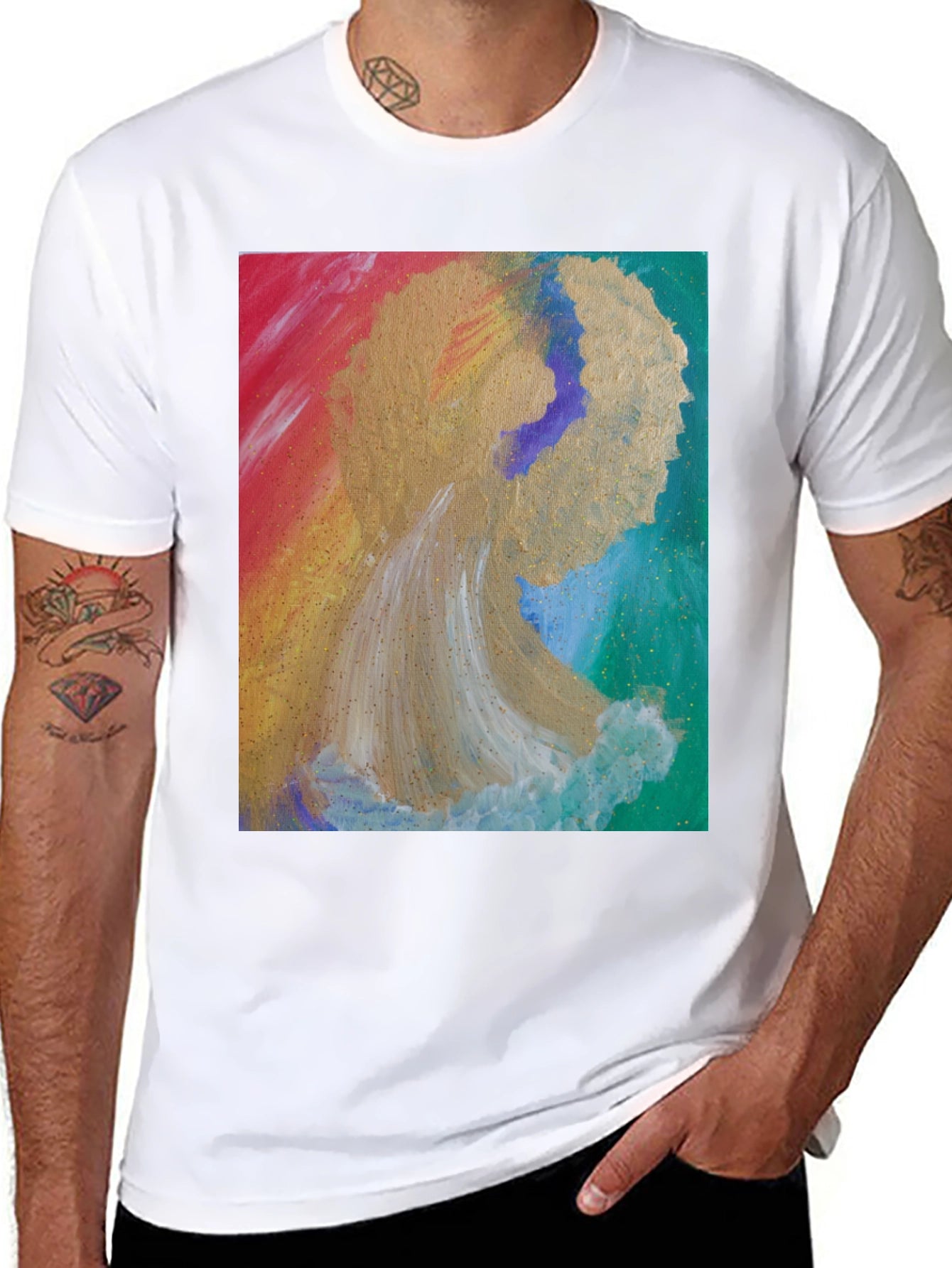 Abstract Angel Graphic Tee - Artistic Expression