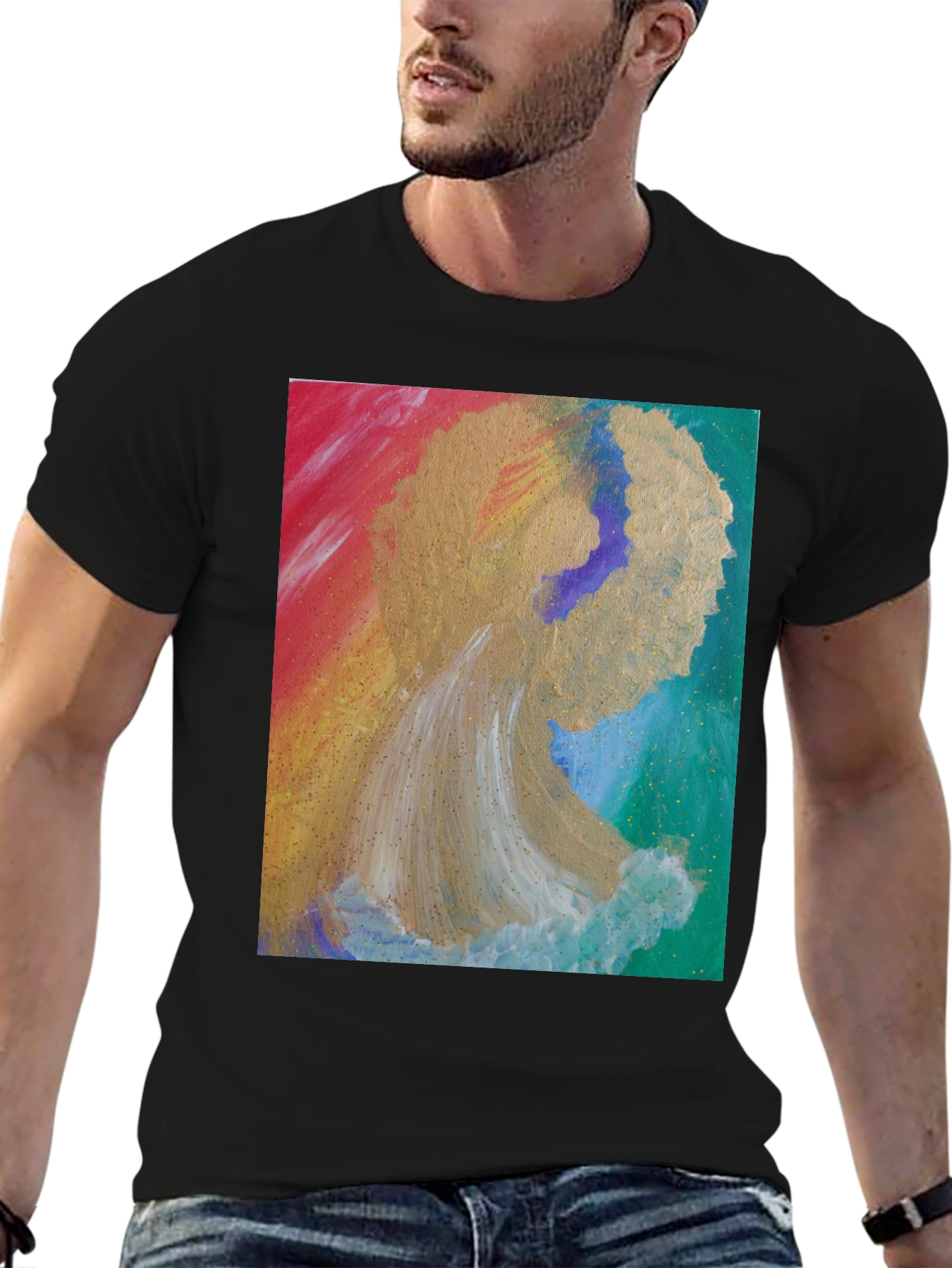 Abstract Angel Graphic Tee - Artistic Expression