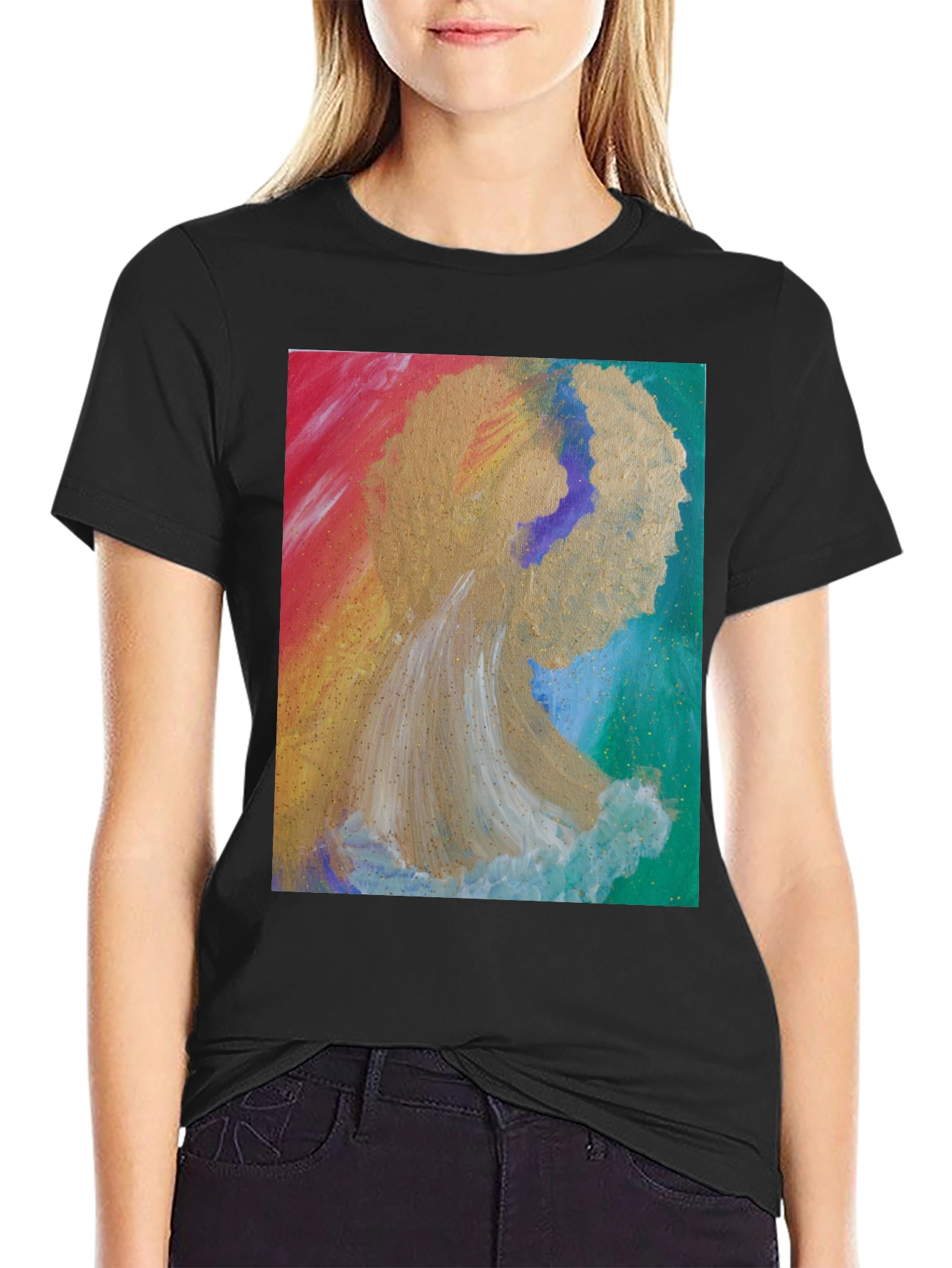 Abstract Angel Graphic Tee - Artistic Expression