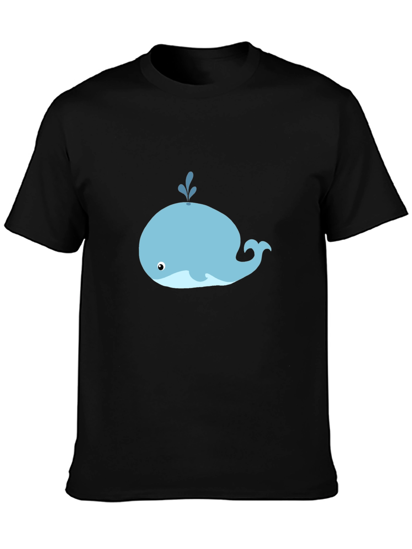 Cute Whale Graphic Tee - Black Cotton T-Shirt