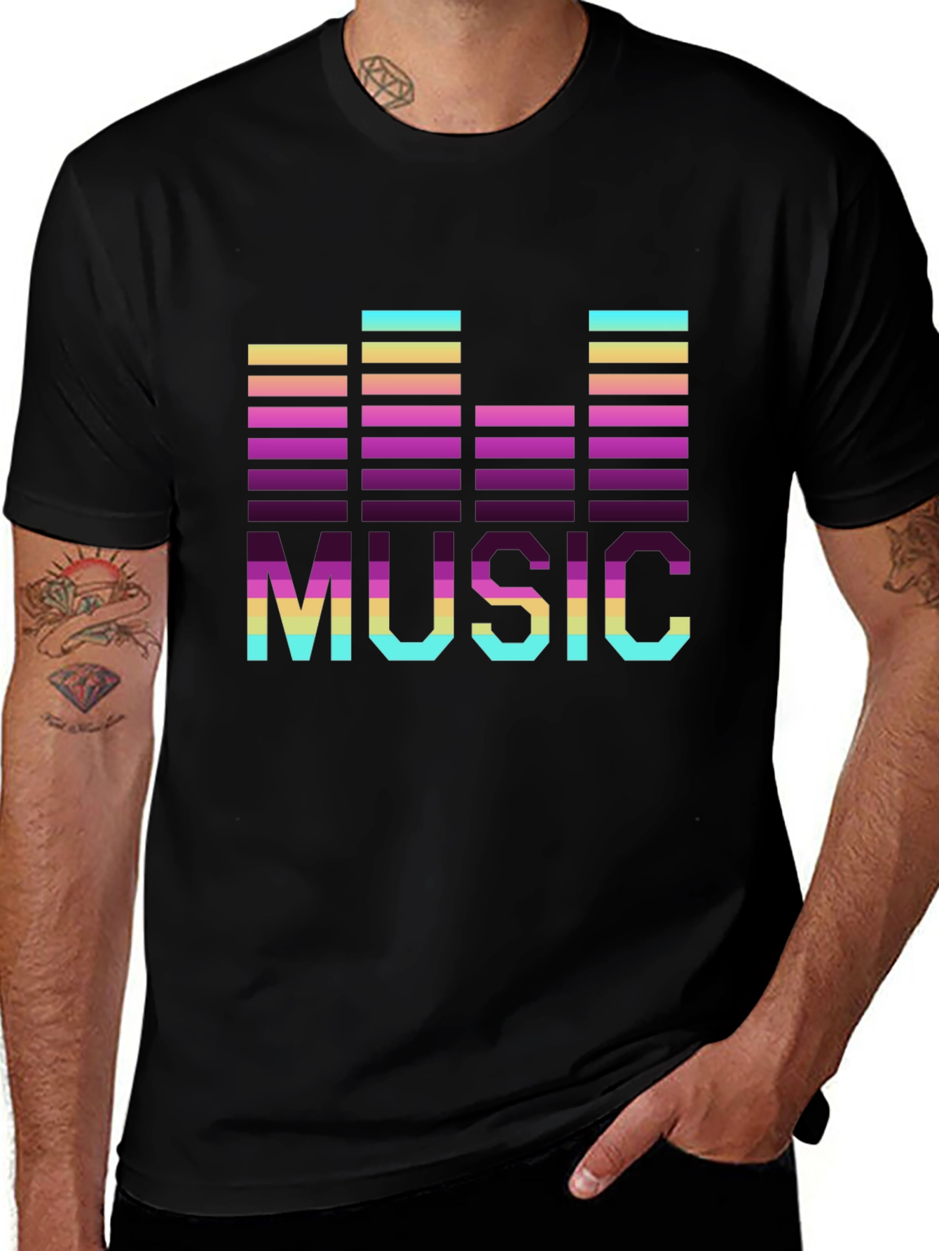 Retro Music Graphic Tee - Black