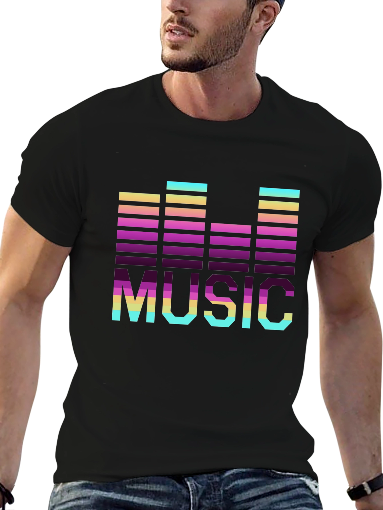 Retro Music Graphic Tee - Black