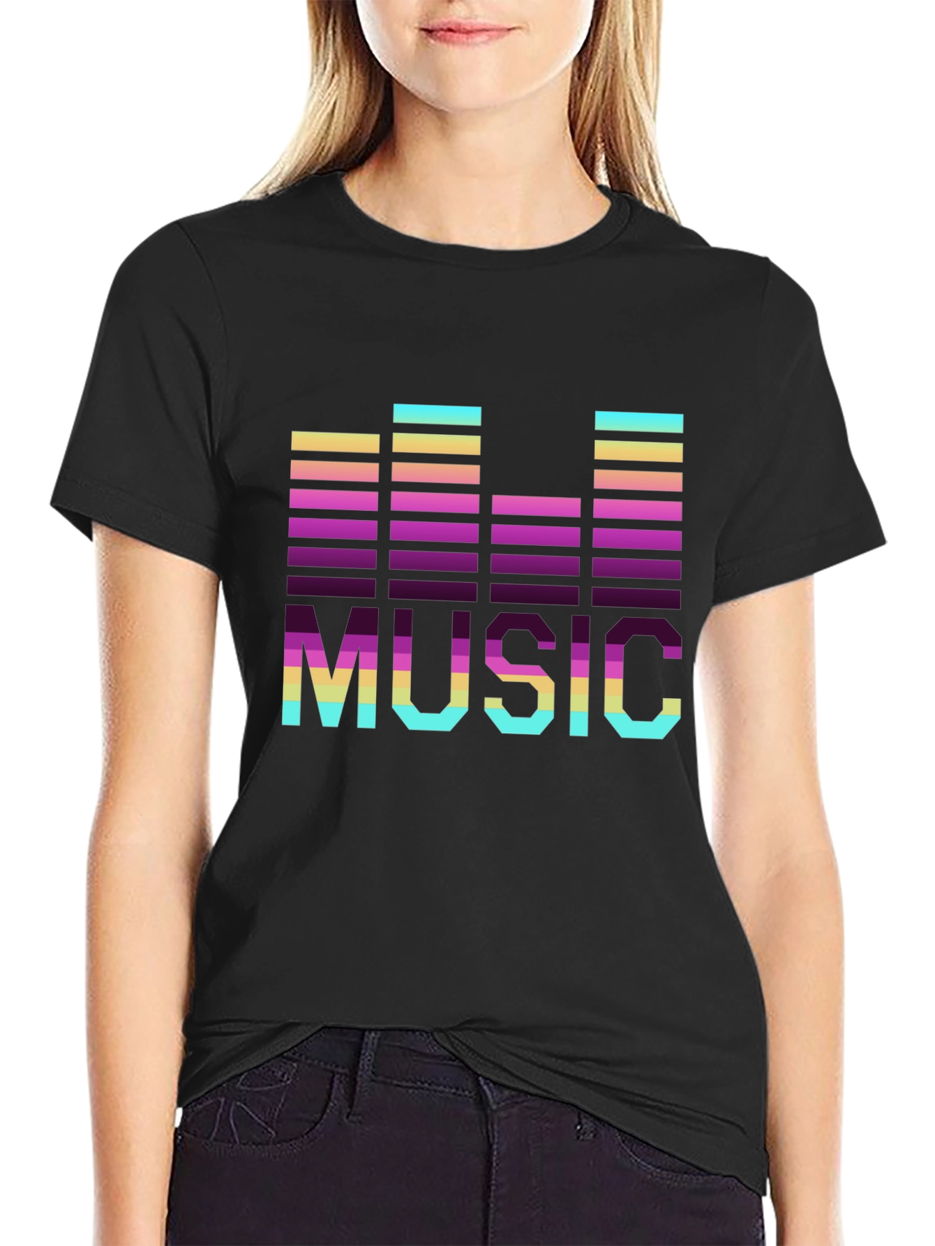 Retro Music Graphic Tee - Black