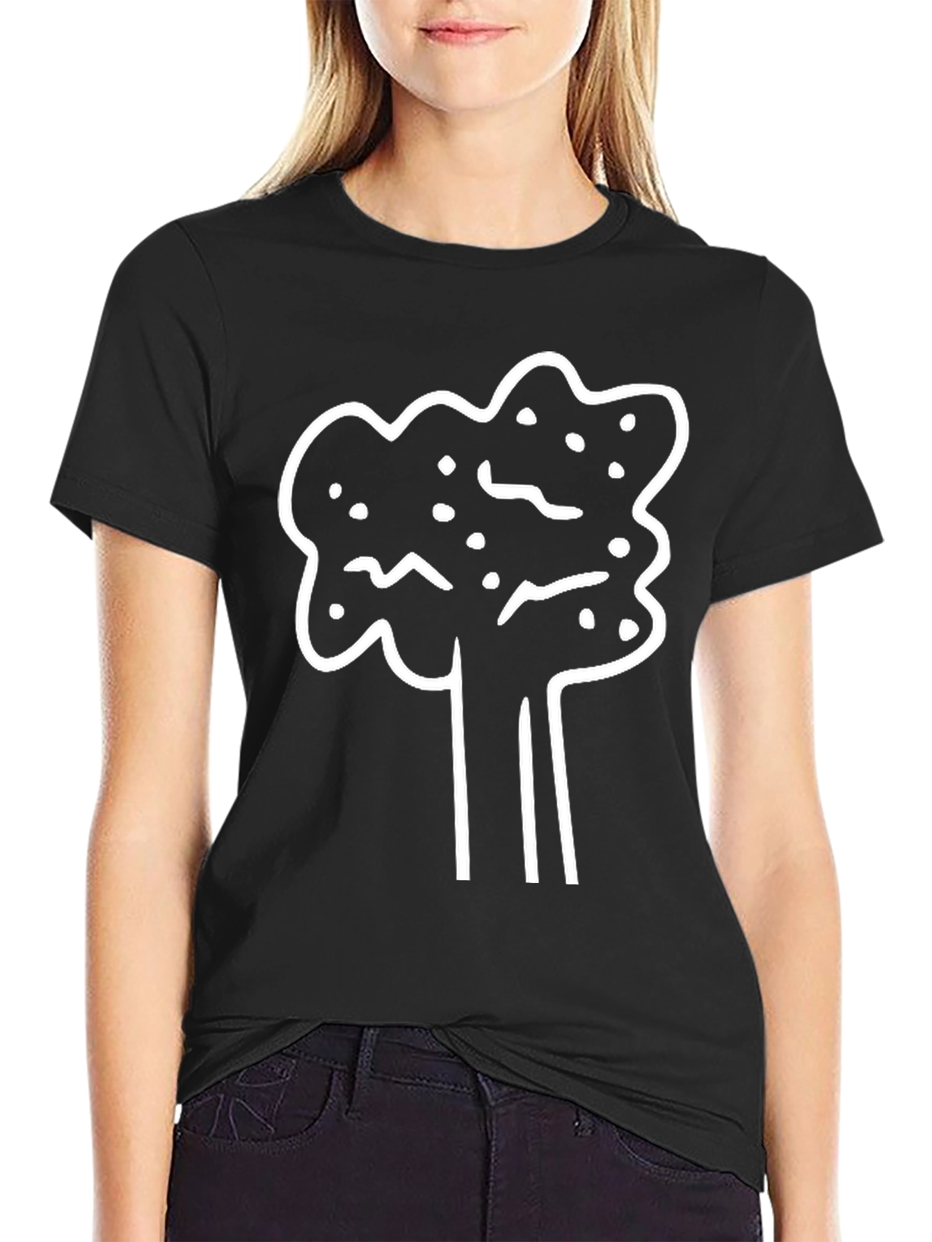 Abstract Tree Graphic Tee - Casual Black T-Shirt