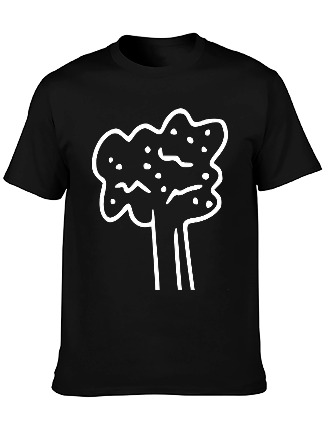 Abstract Tree Graphic Tee - Casual Black T-Shirt