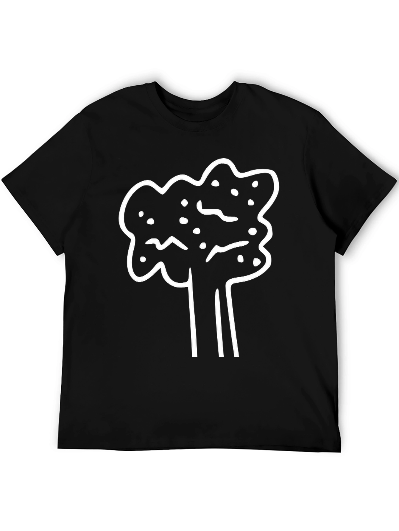 Abstract Tree Graphic Tee - Casual Black T-Shirt