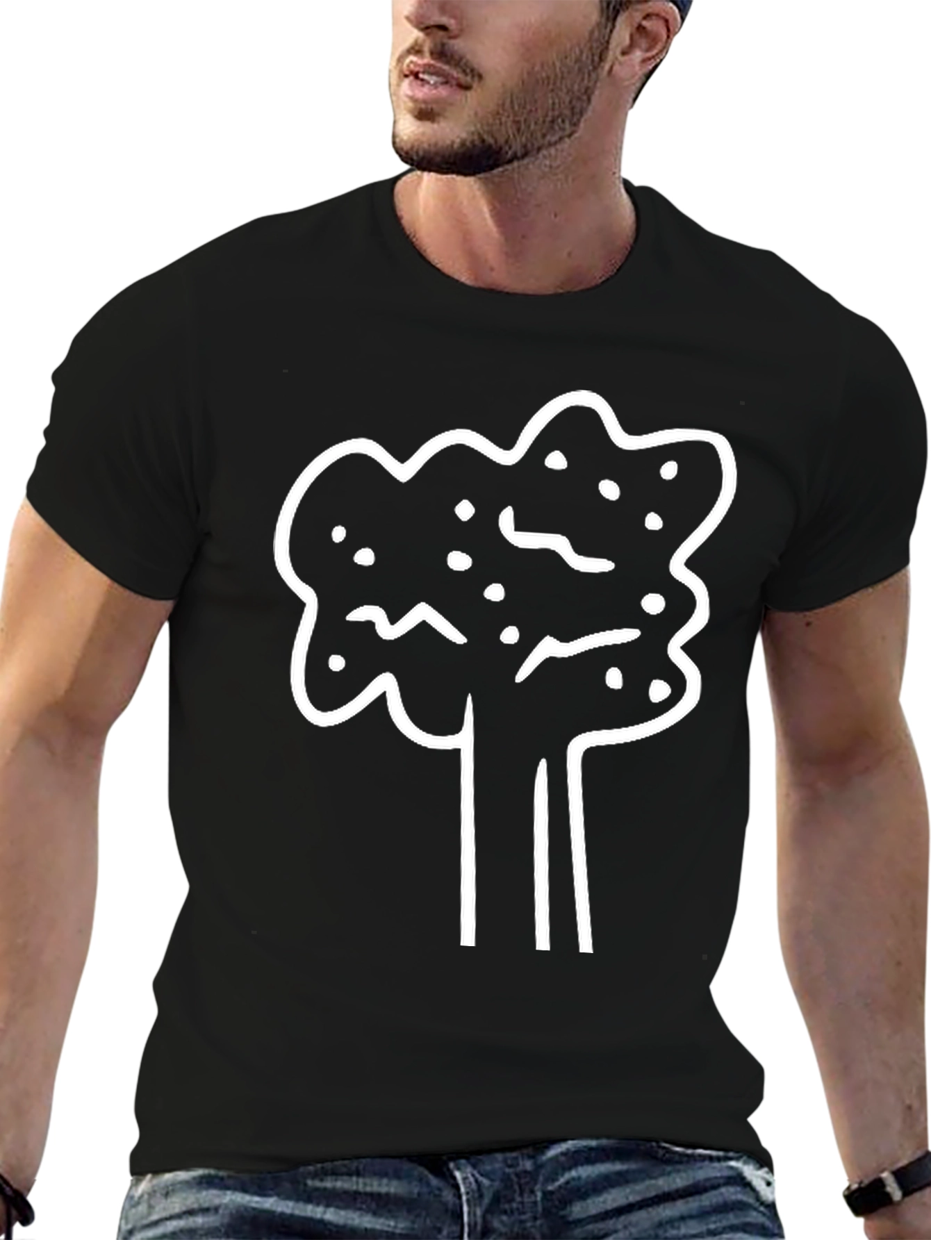 Abstract Tree Graphic Tee - Casual Black T-Shirt