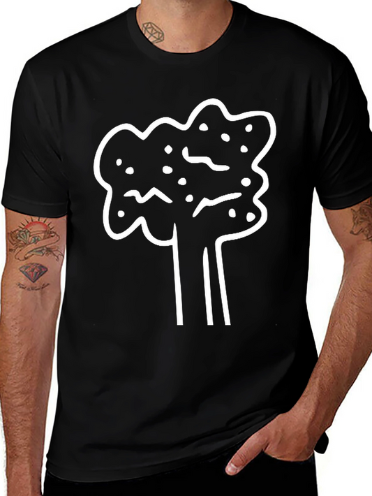 Abstract Tree Graphic Tee - Casual Black T-Shirt