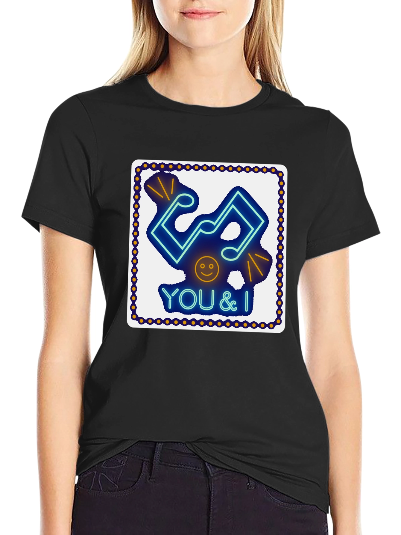 Neon Music Notes T-Shirt - You & I Design