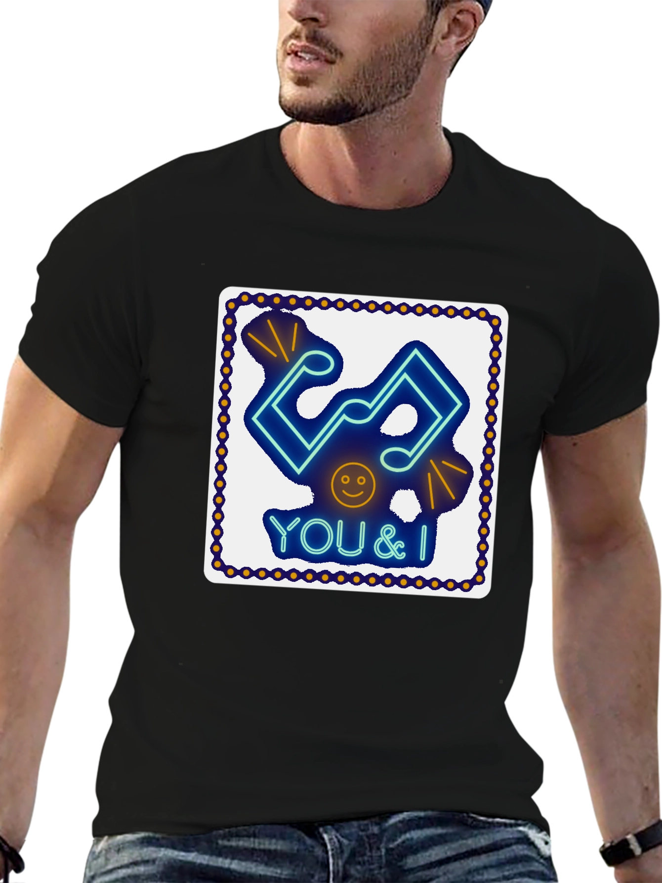 Neon Music Notes T-Shirt - You & I Design