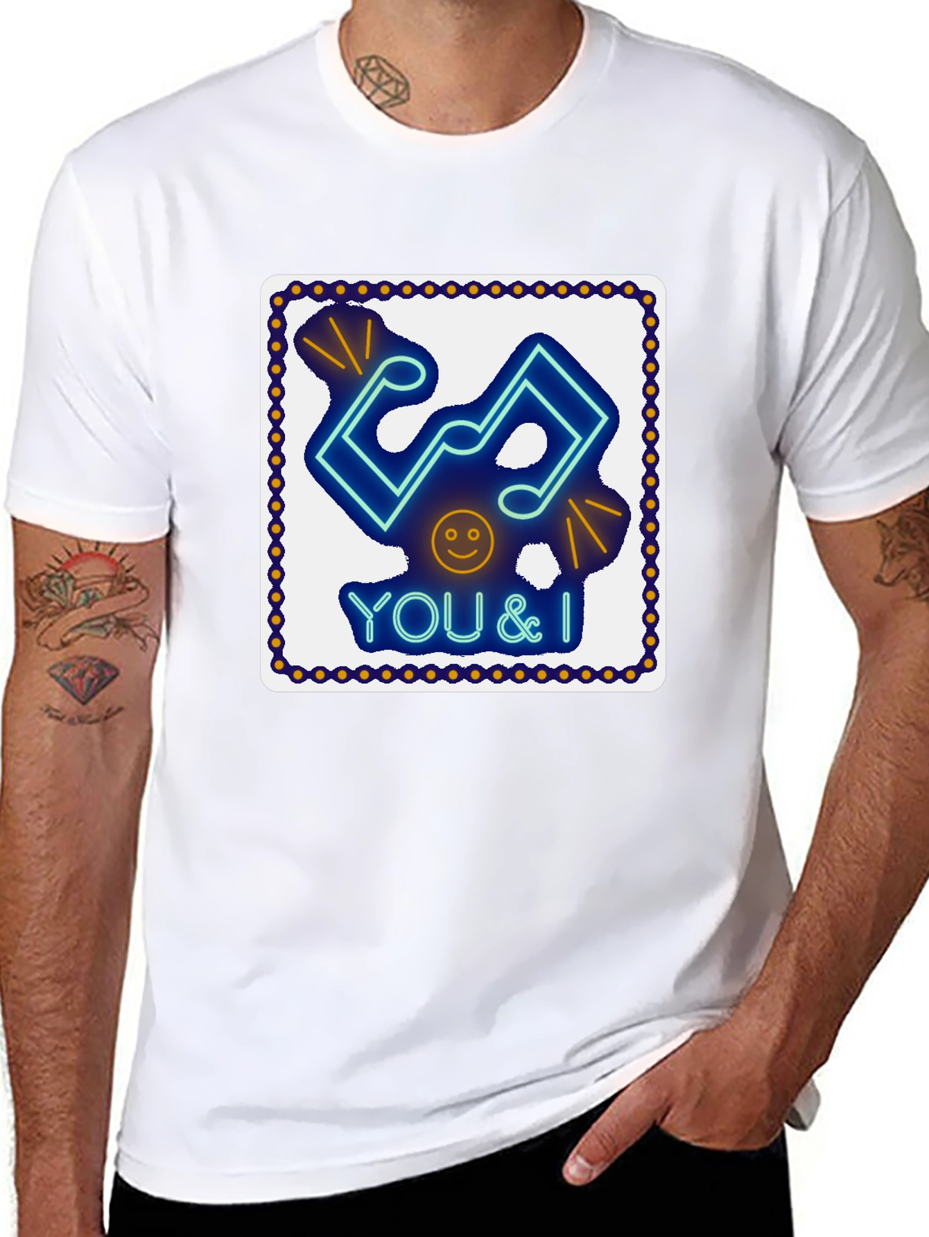 Neon Music Notes T-Shirt - You & I Design