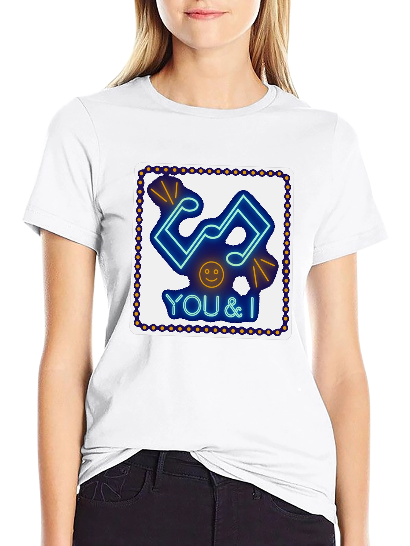 Neon Music Notes T-Shirt - You & I Design