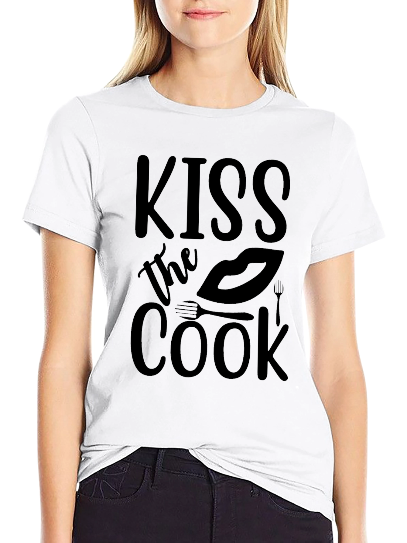 Kiss the Cook Graphic T-Shirt - Black