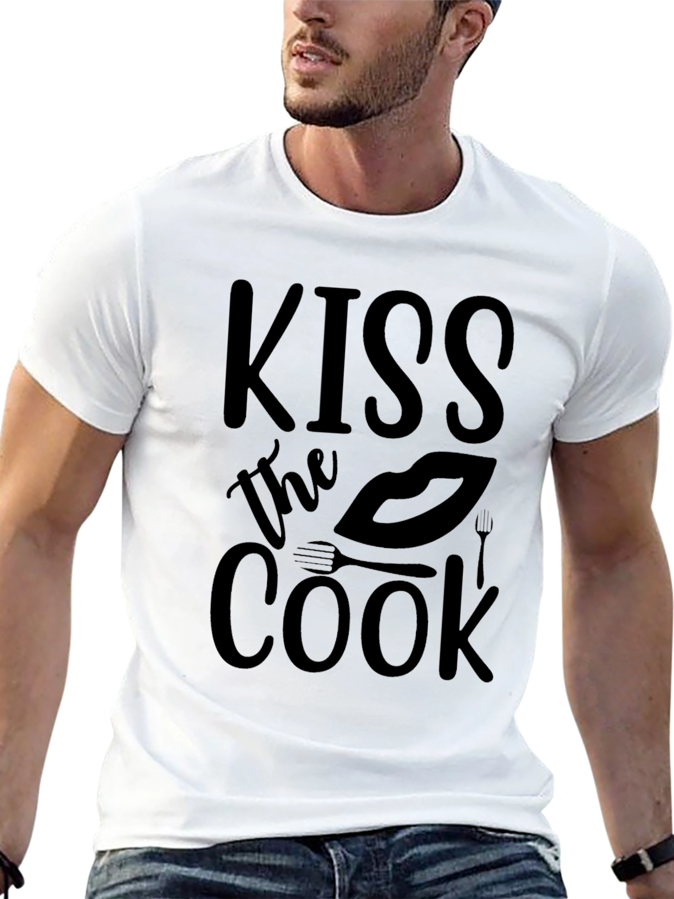 Kiss the Cook Graphic T-Shirt - Black