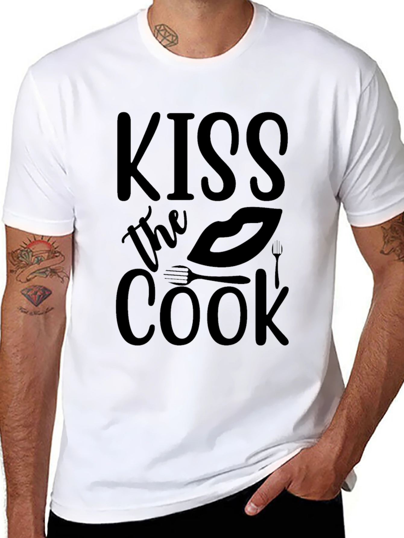 Kiss the Cook Graphic T-Shirt - Black