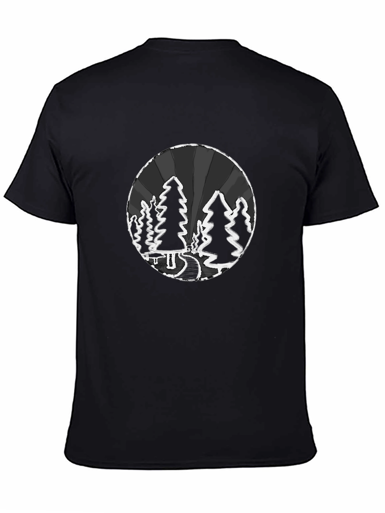 Nature Scene Graphic Print Black T-Shirt