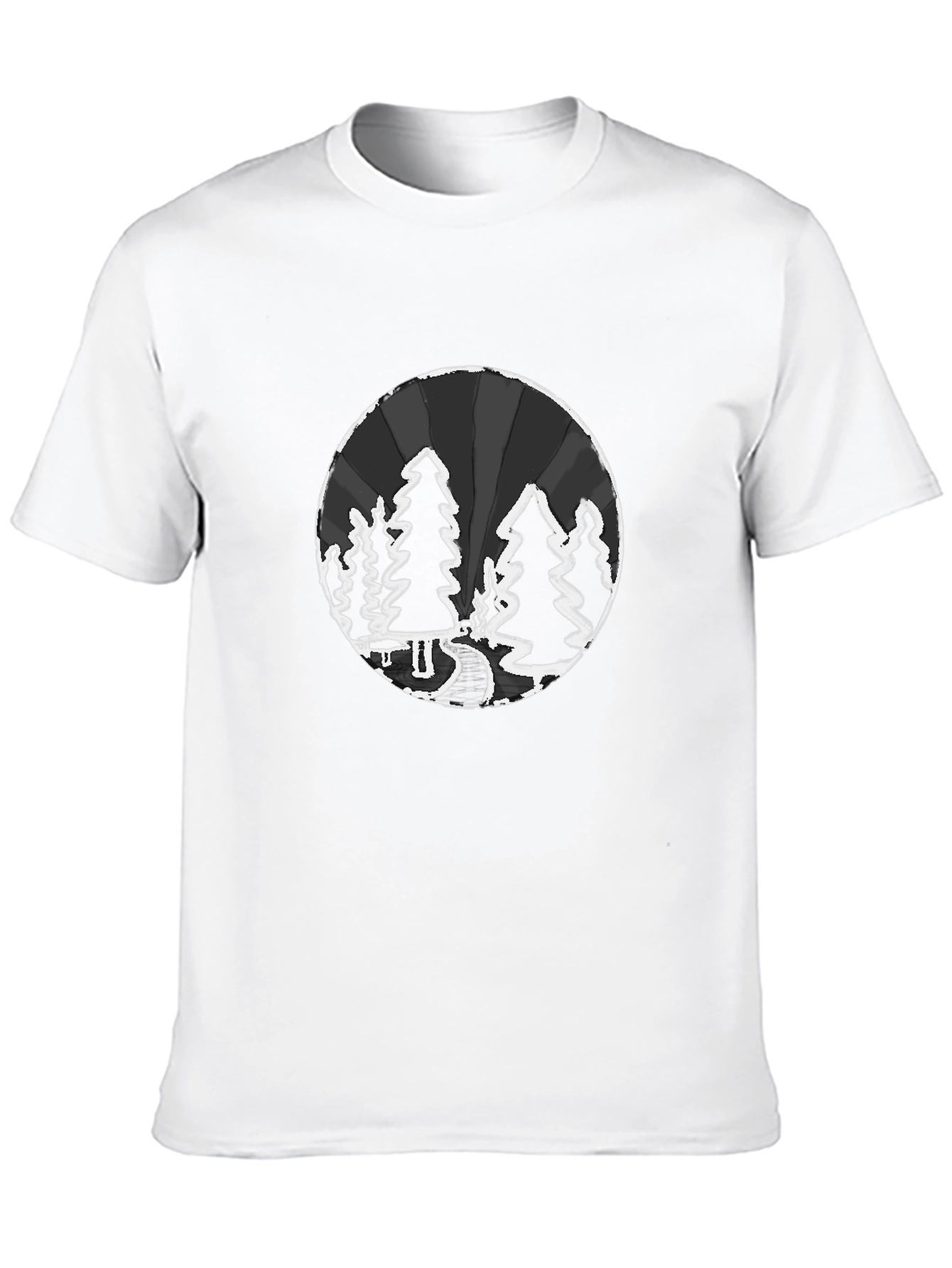 Nature Scene Graphic Print Black T-Shirt