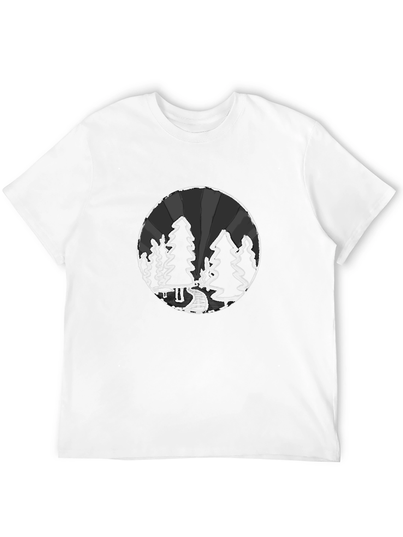 Nature Scene Graphic Print Black T-Shirt
