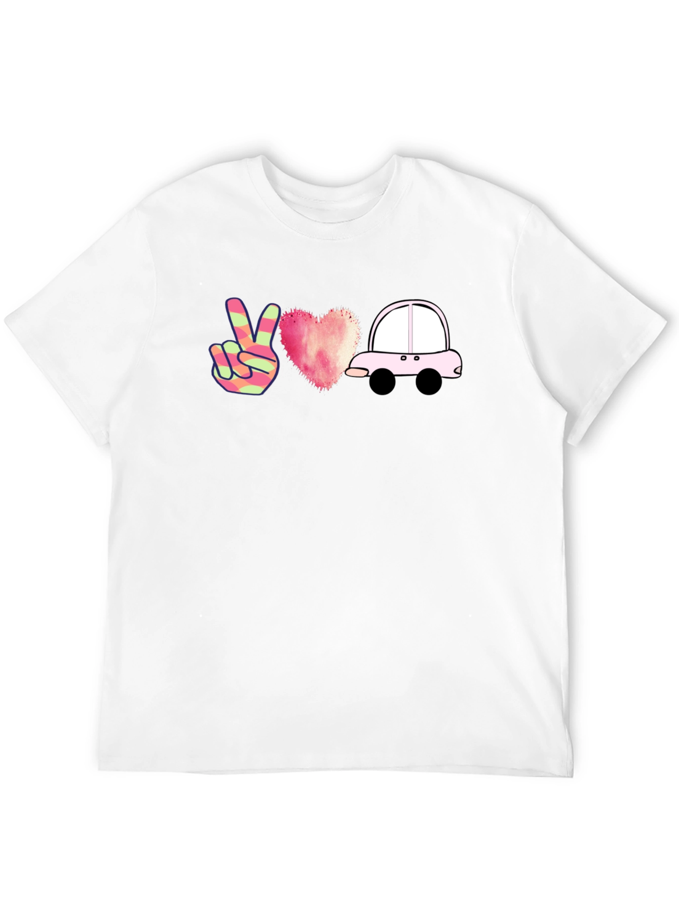 Peace Love Car Black T-Shirt