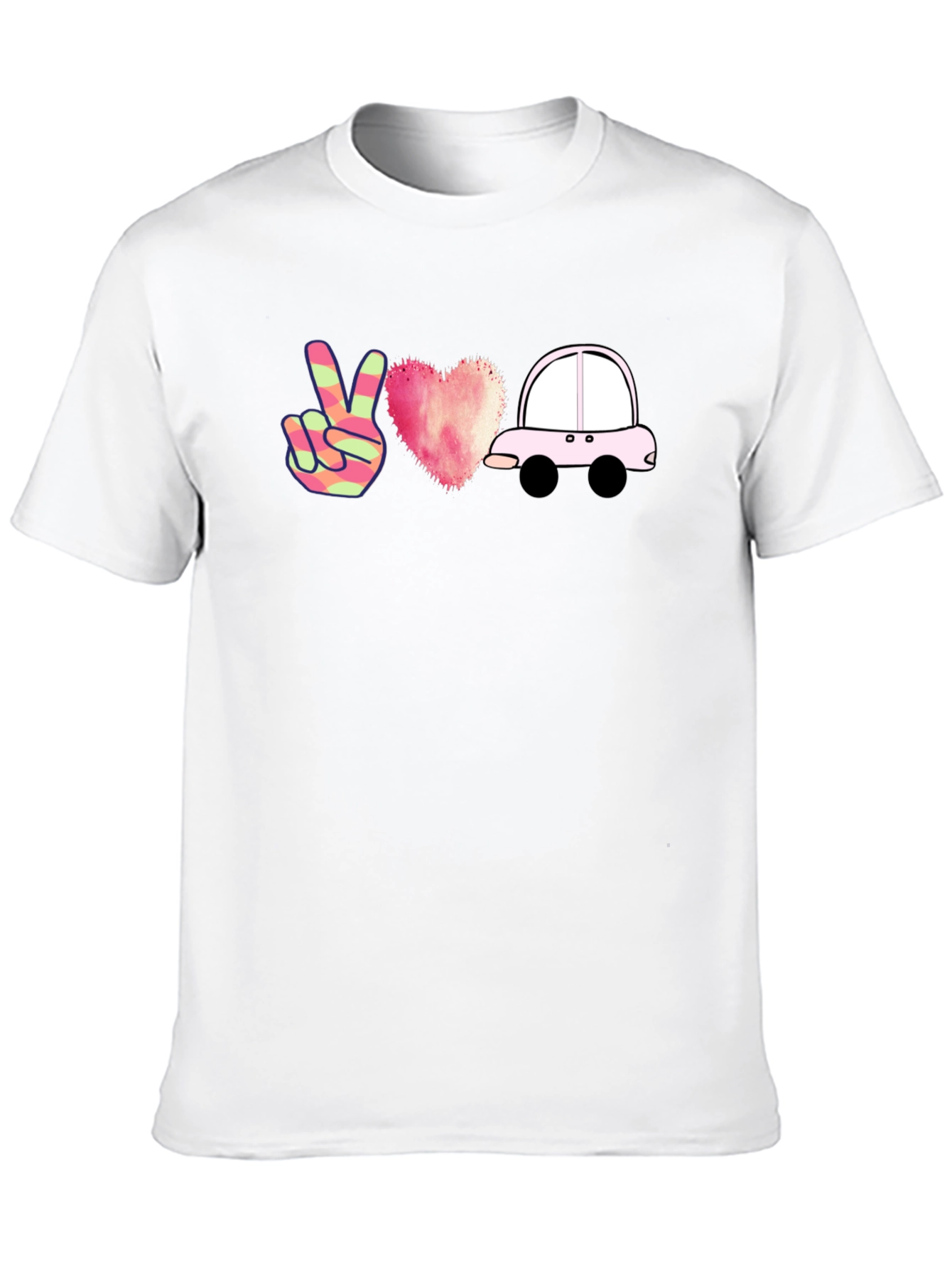 Peace Love Car Black T-Shirt