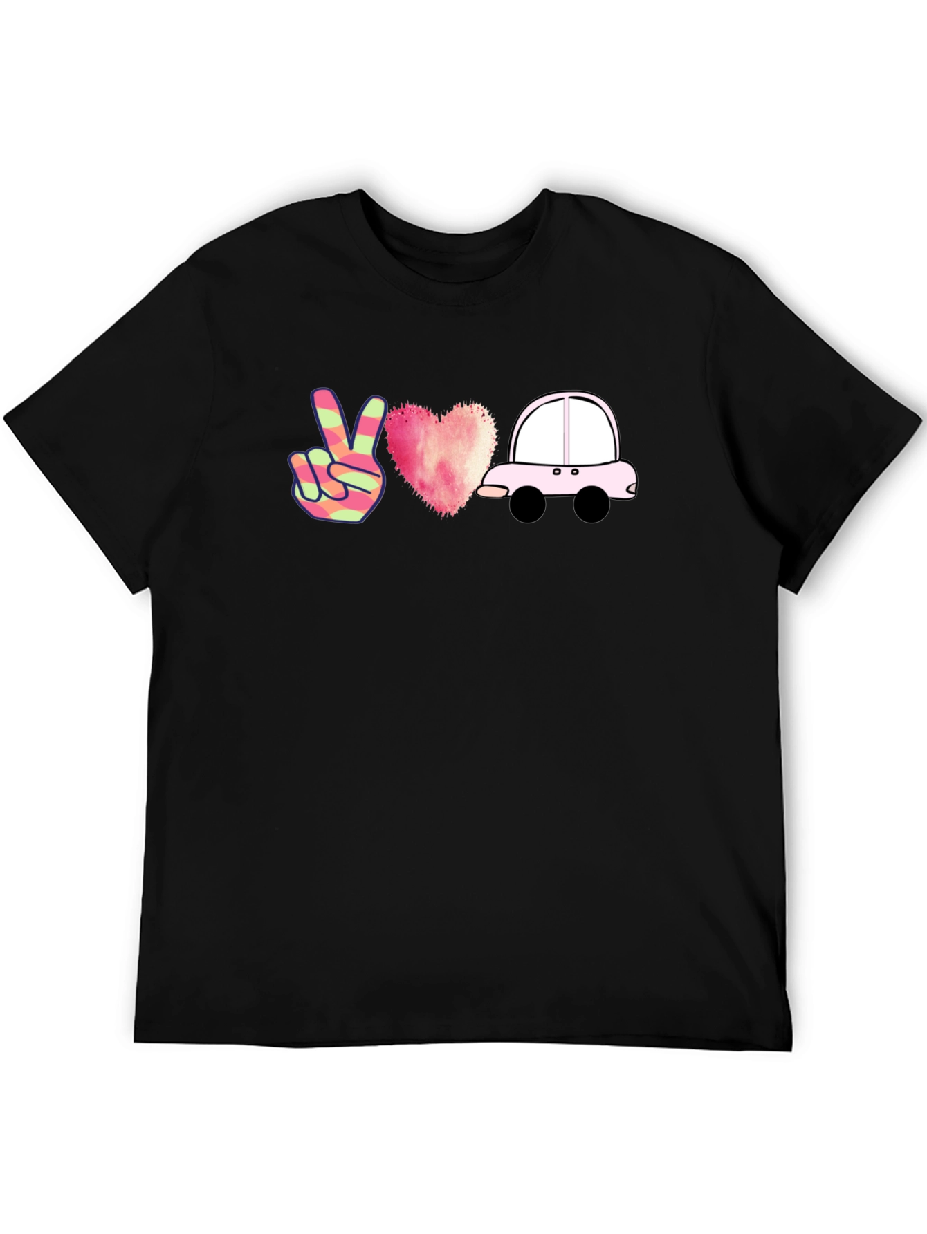 Peace Love Car Black T-Shirt