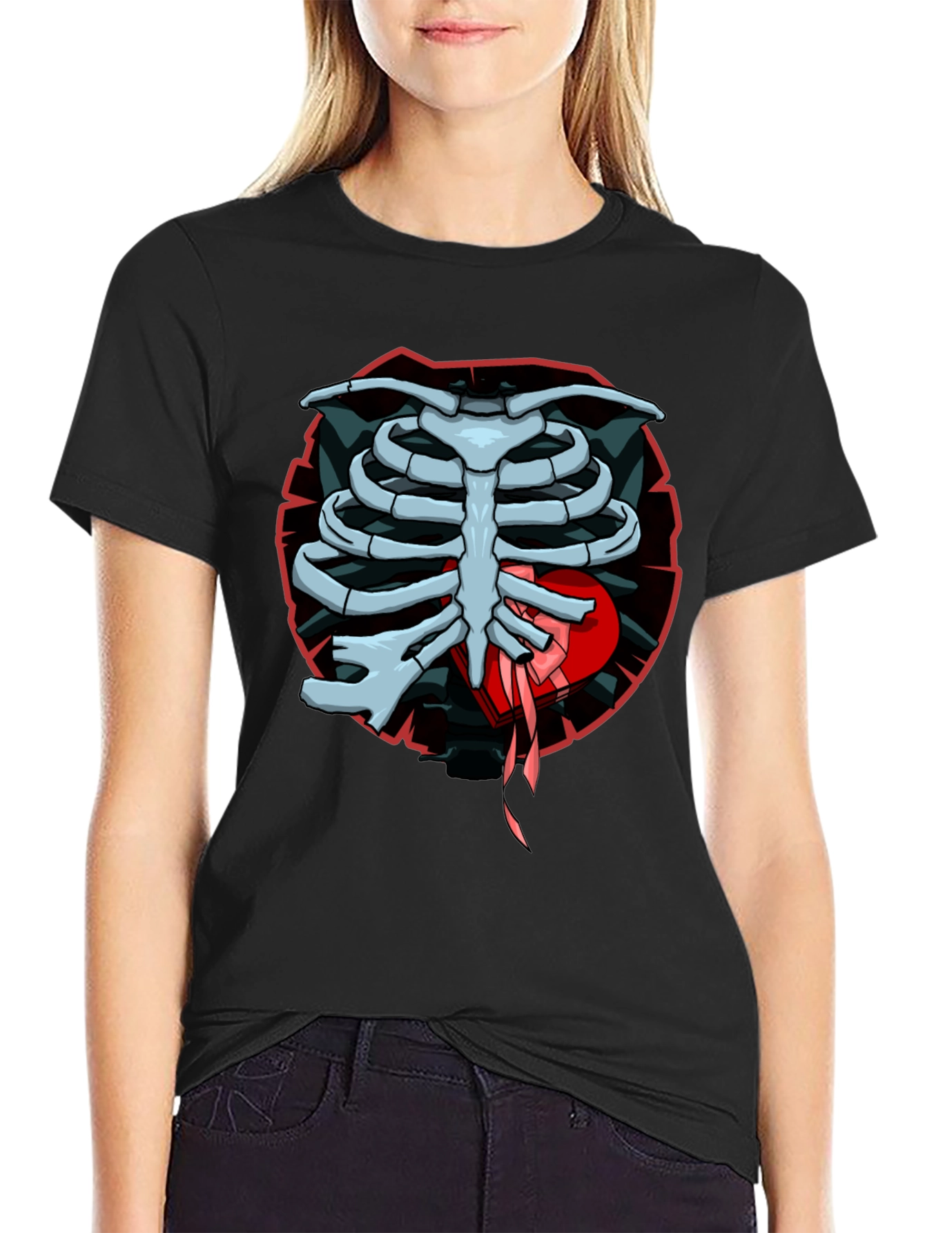 Rib Cage Heart Graphic T-Shirt - Mens Casual Tee