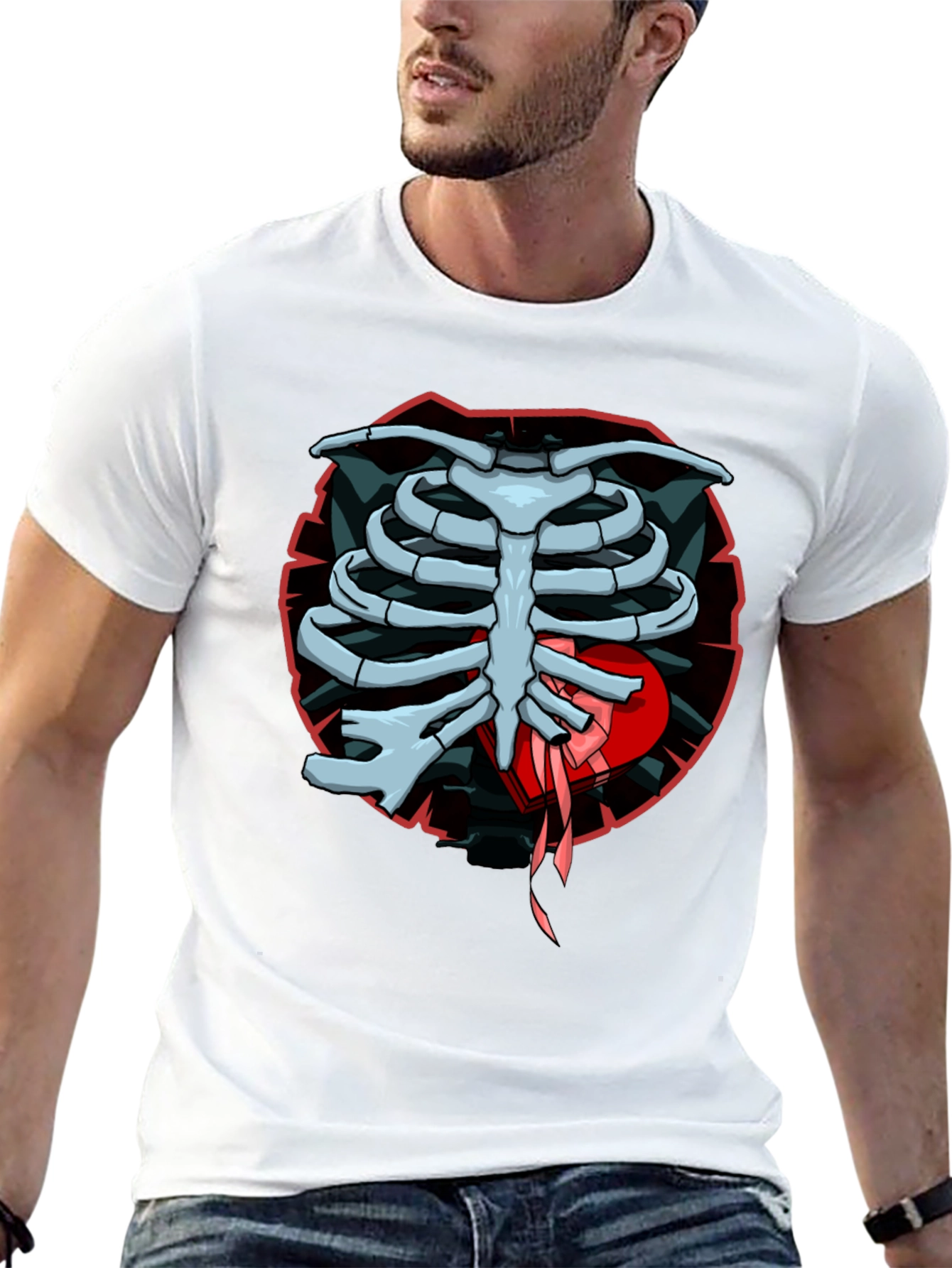 Rib Cage Heart Graphic T-Shirt - Mens Casual Tee