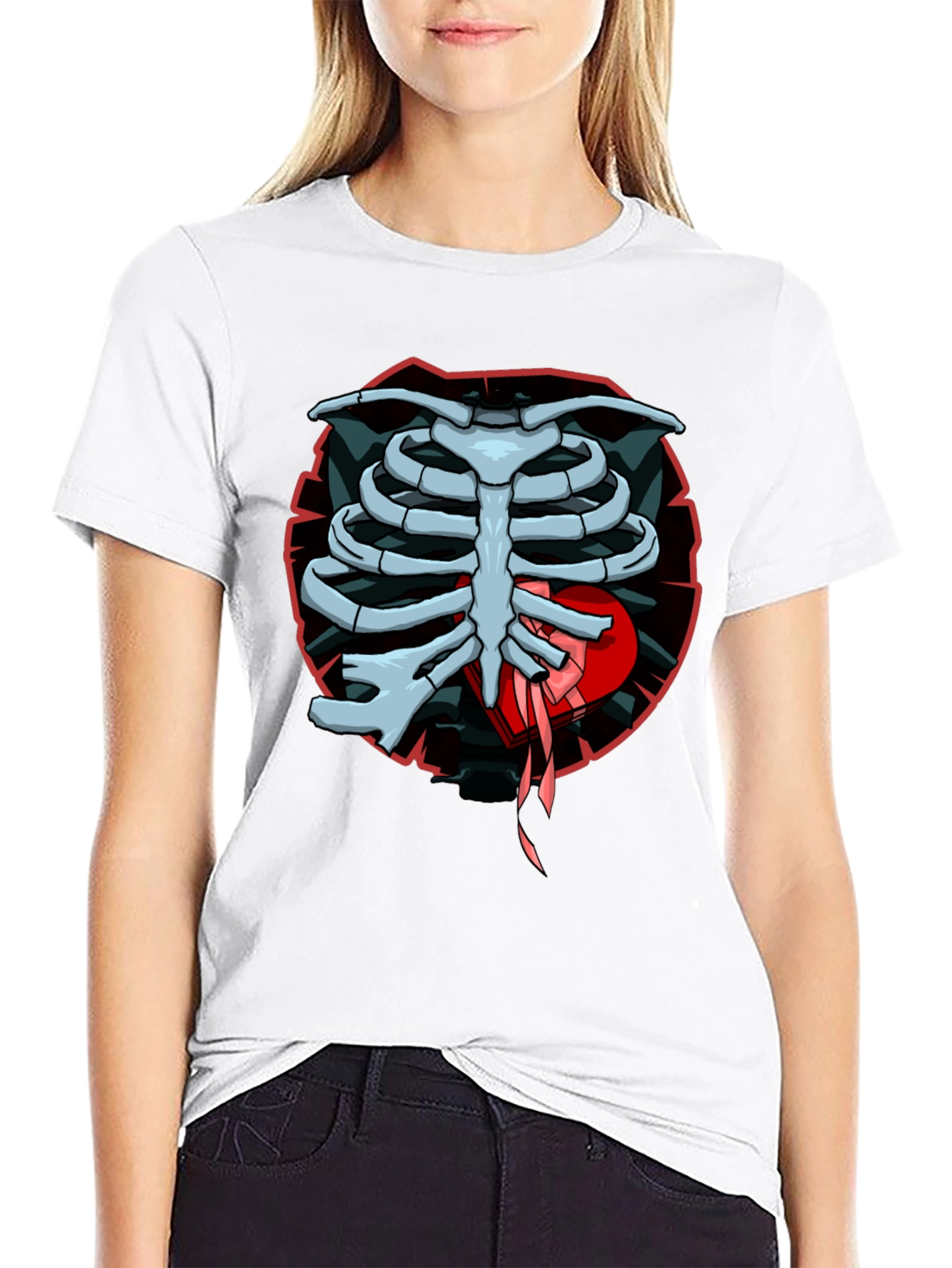Rib Cage Heart Graphic T-Shirt - Mens Casual Tee