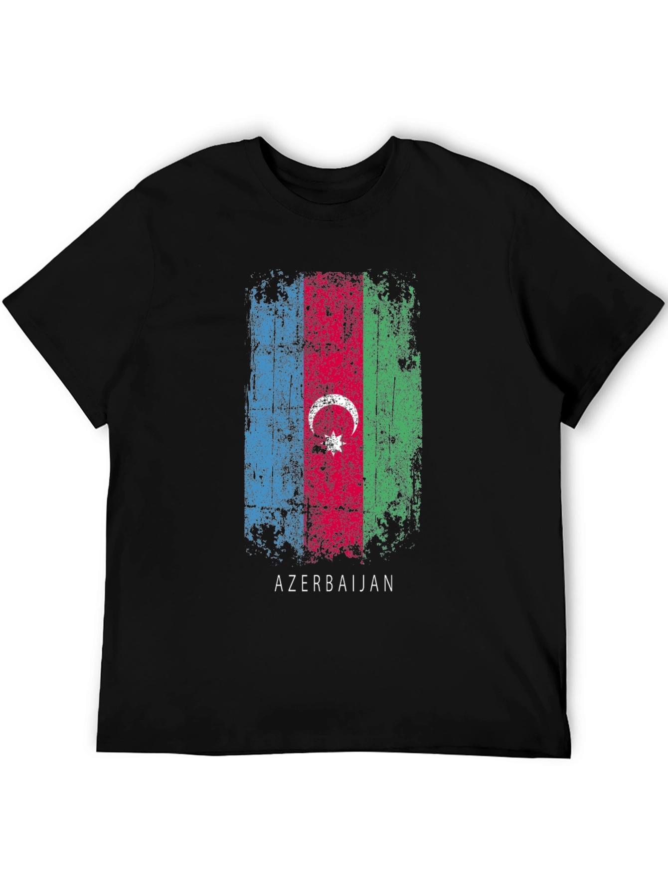 Azerbaijan Flag T-Shirt - Distressed Style Black
