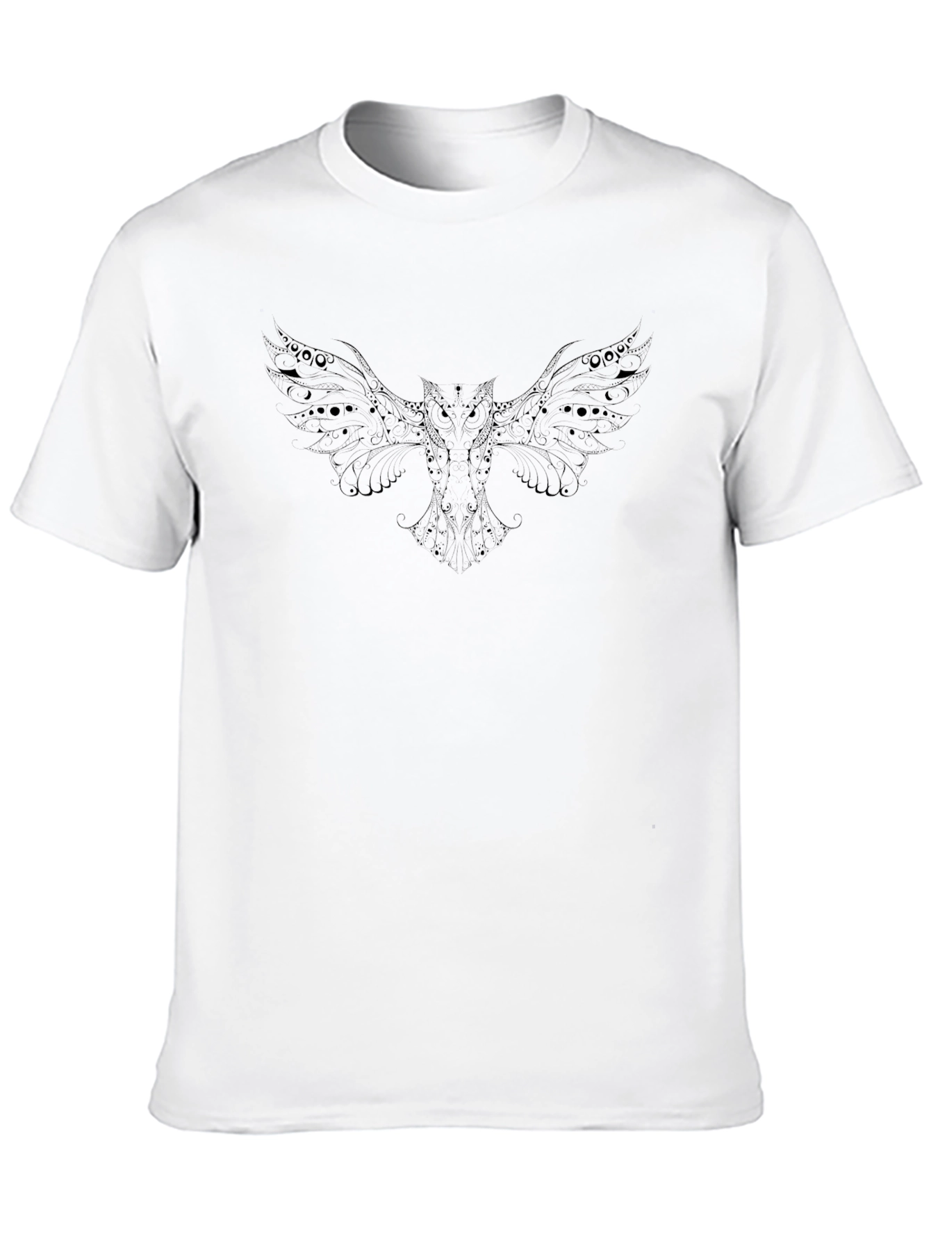 Mens Black Graphic Tee - Owl Design