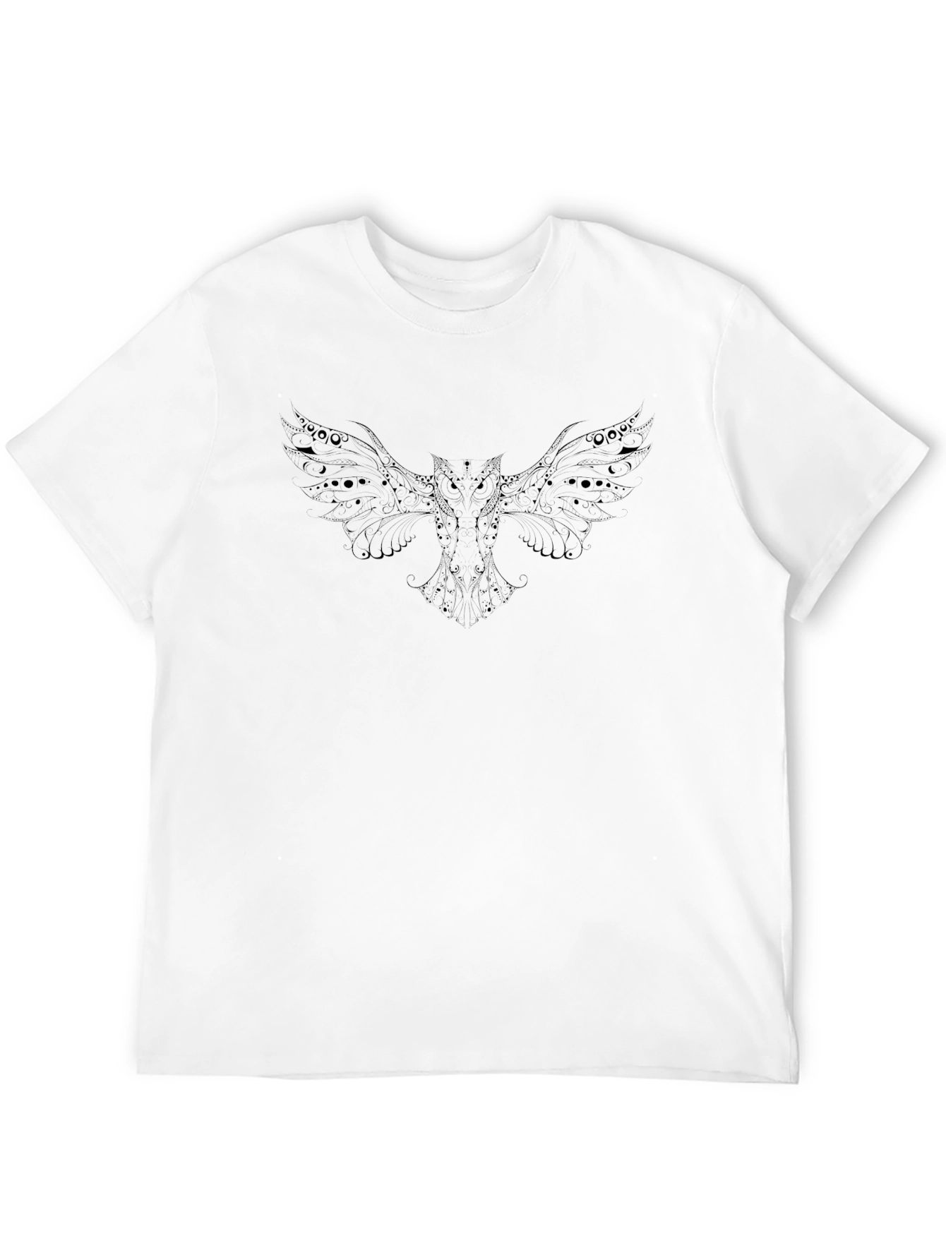 Mens Black Graphic Tee - Owl Design