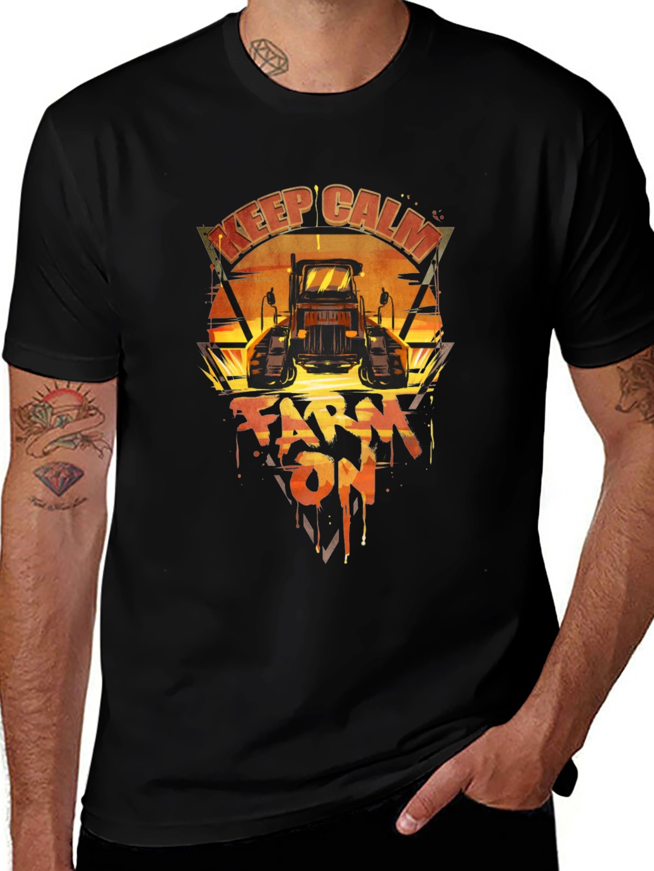 Keep Calm Farm On Tractor T-Shirt