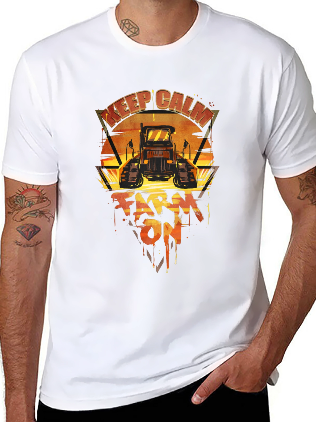 Keep Calm Farm On Tractor T-Shirt