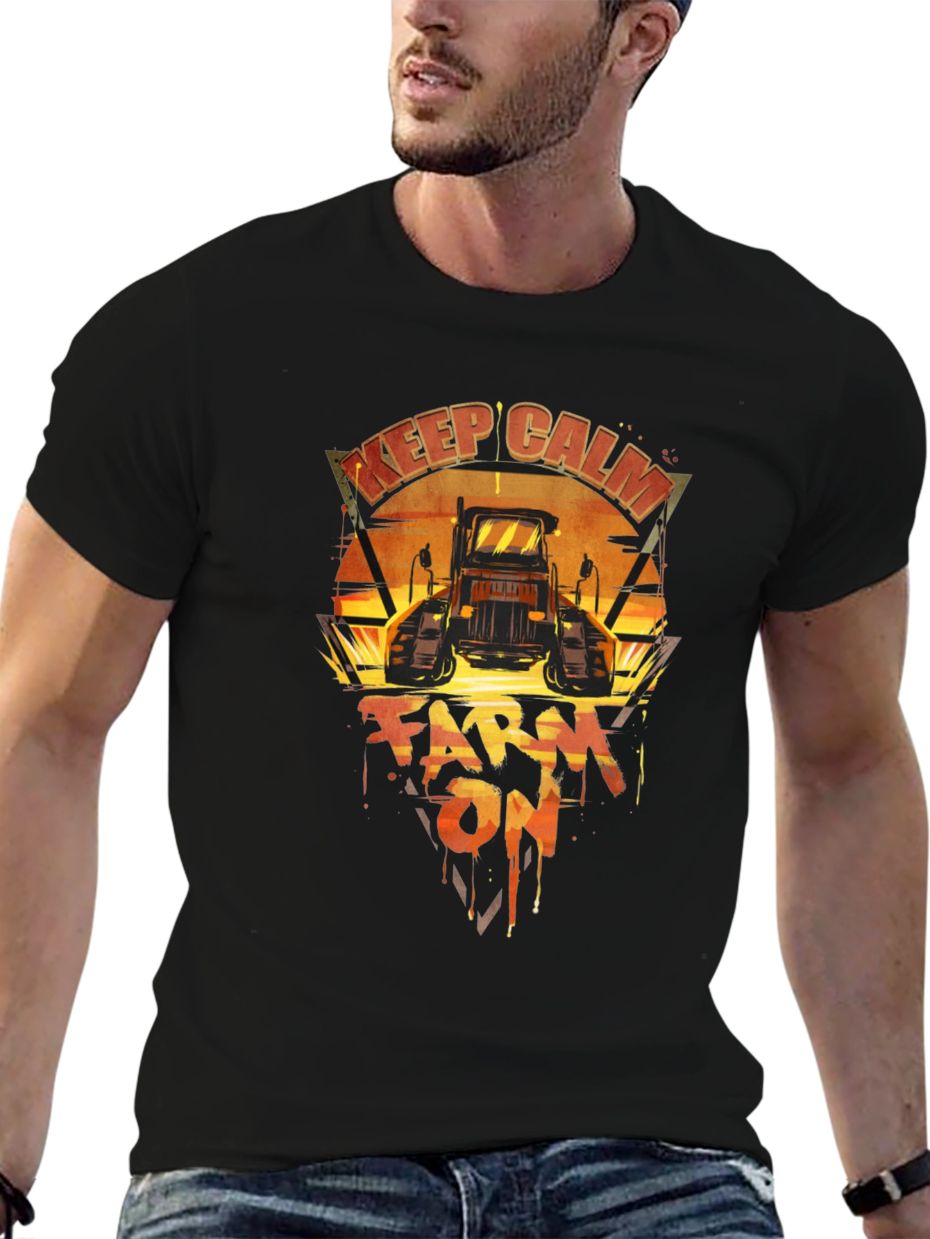 Keep Calm Farm On Tractor T-Shirt