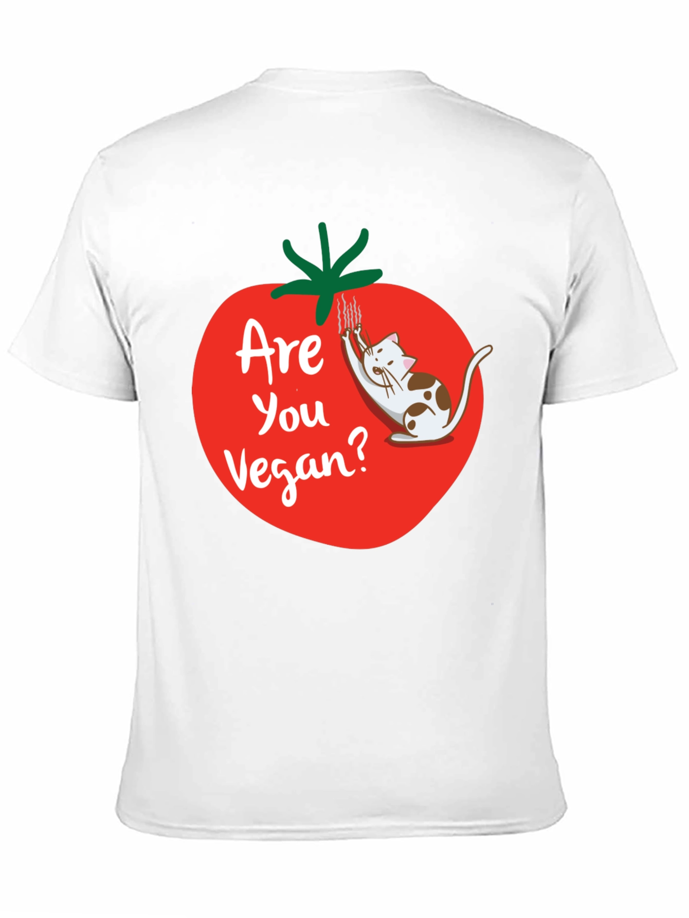 Funny Vegan T-Shirt - Cat and Tomato Design
