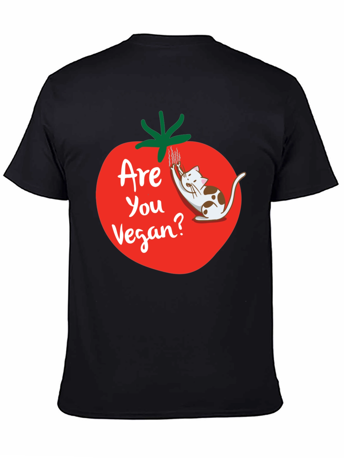 Funny Vegan T-Shirt - Cat and Tomato Design