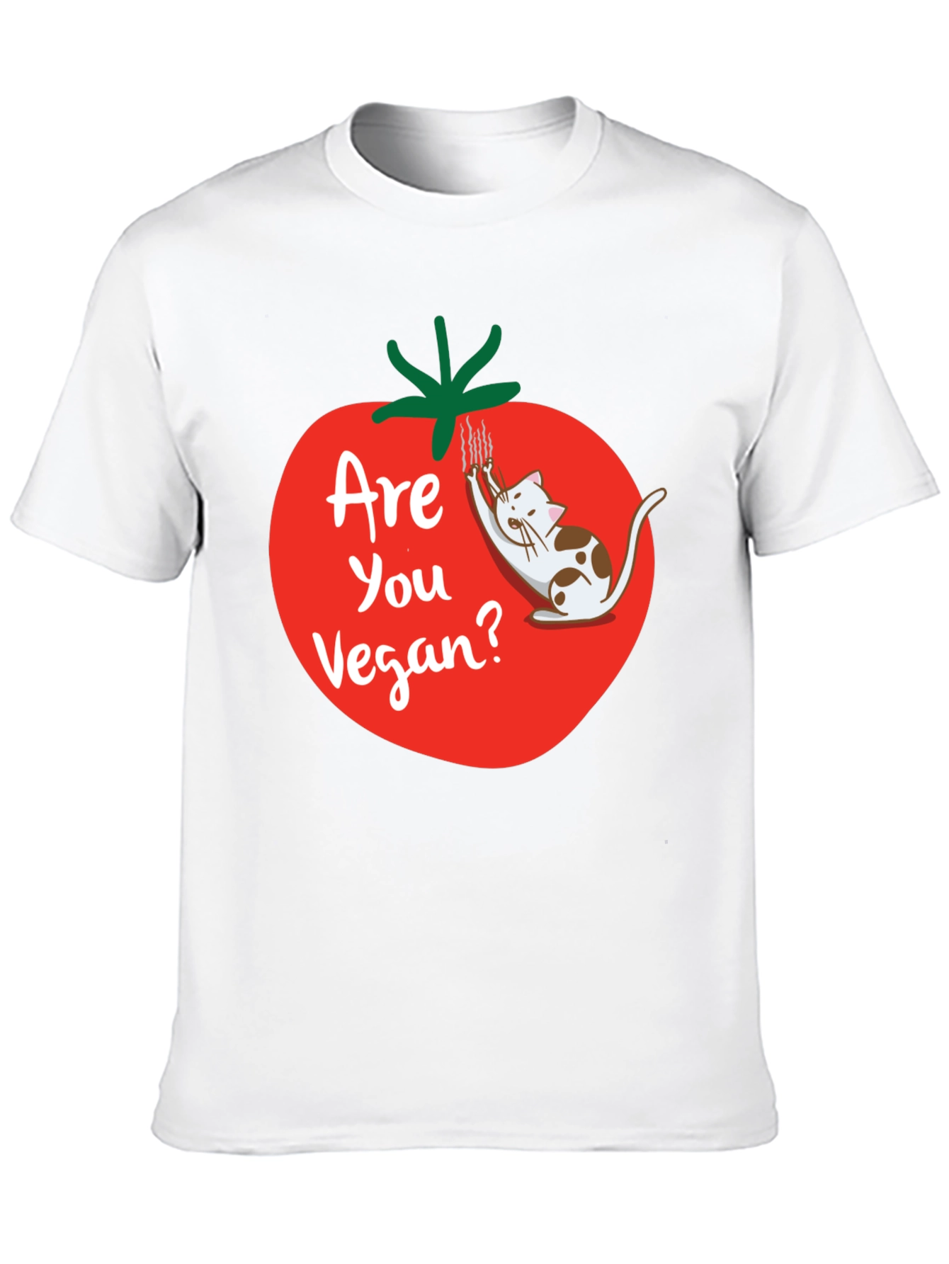 Funny Vegan T-Shirt - Cat and Tomato Design