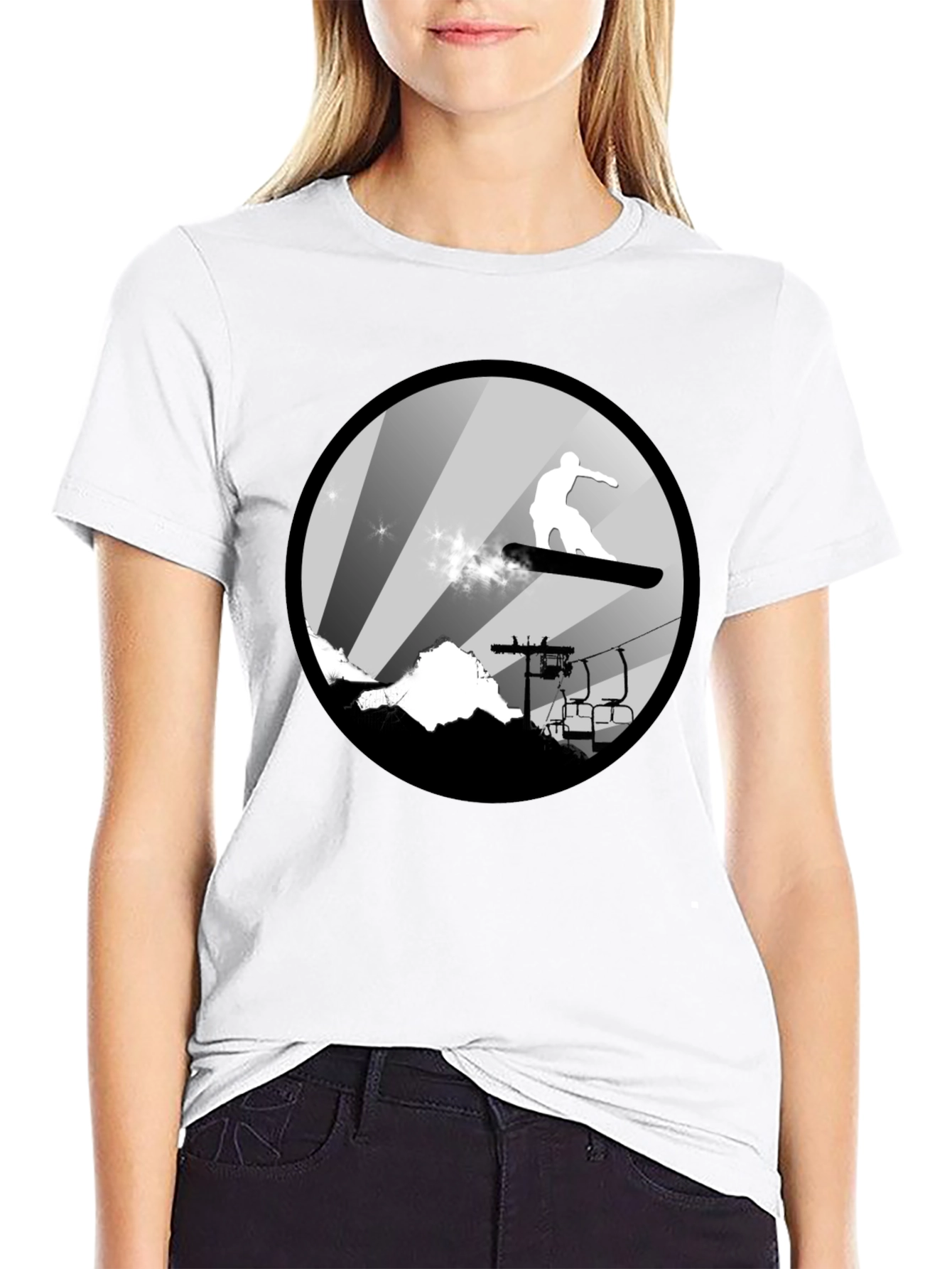 Cool Snowboard T-Shirt: Mountain Scene