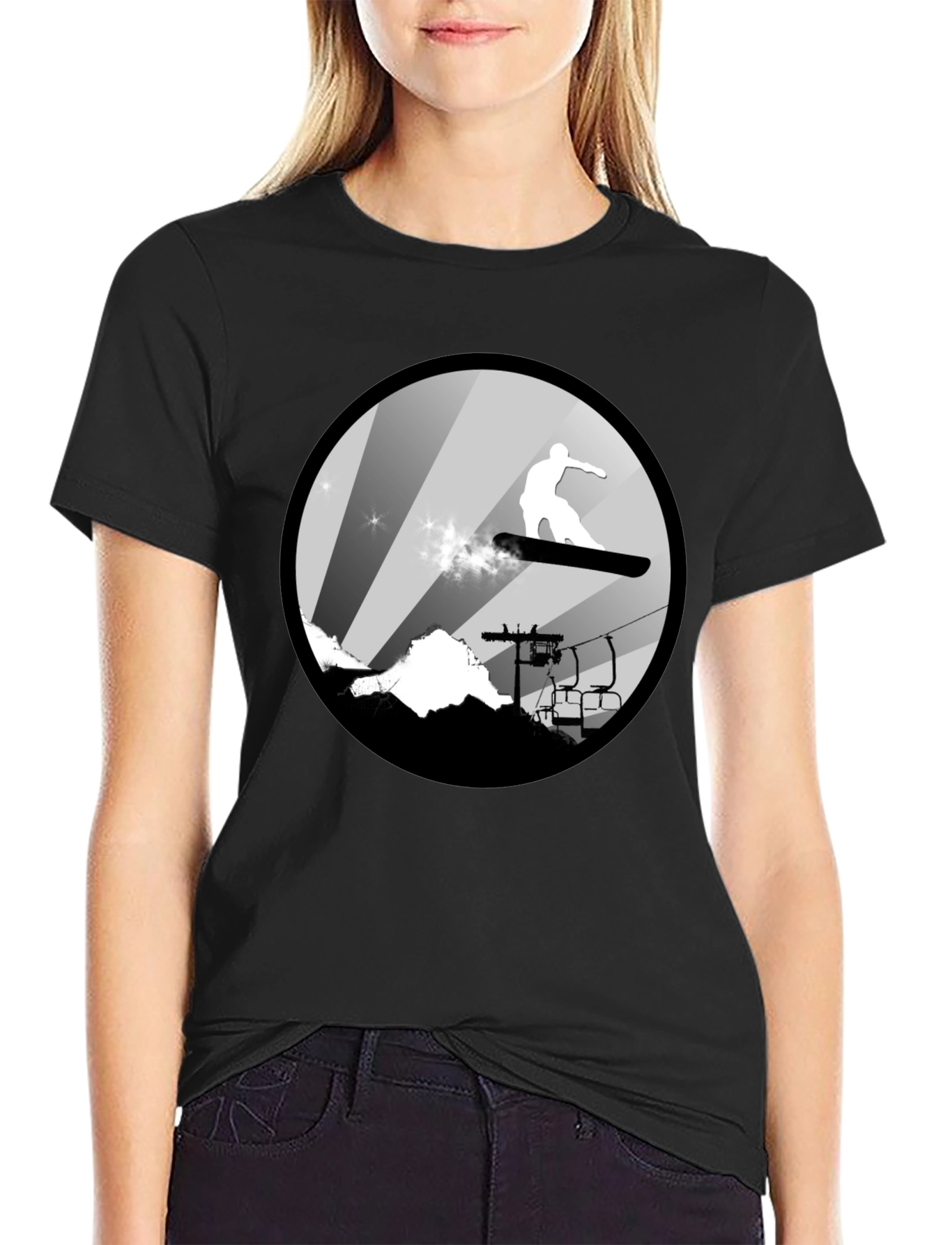 Cool Snowboard T-Shirt: Mountain Scene