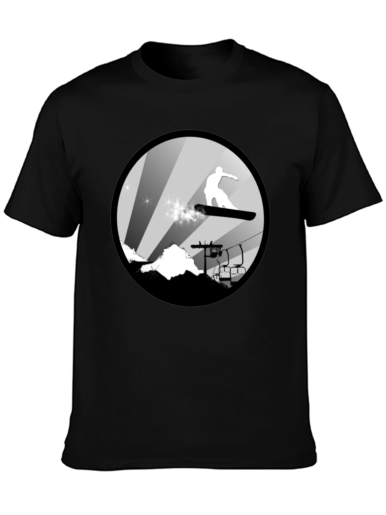 Cool Snowboard T-Shirt: Mountain Scene