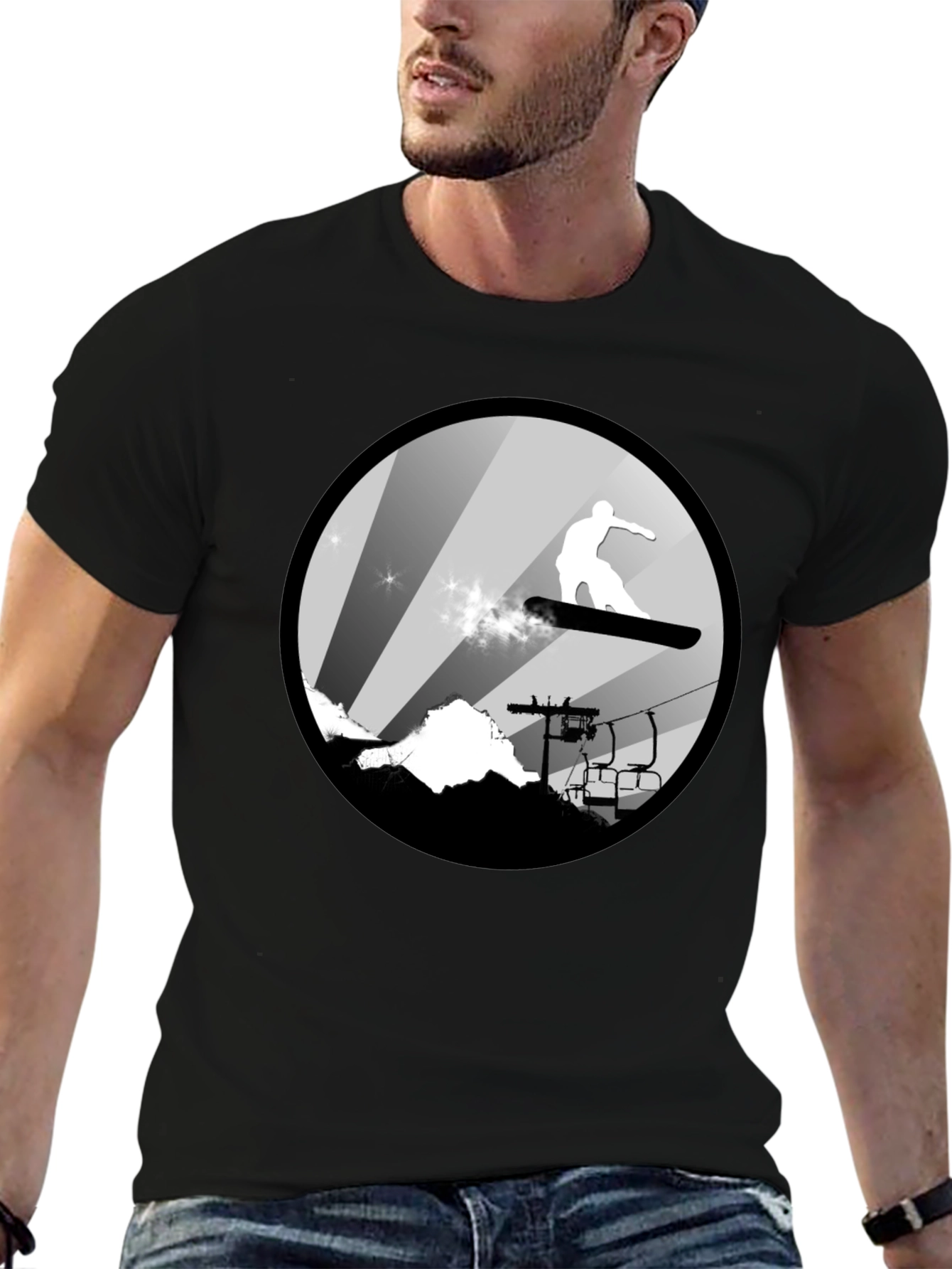 Cool Snowboard T-Shirt: Mountain Scene