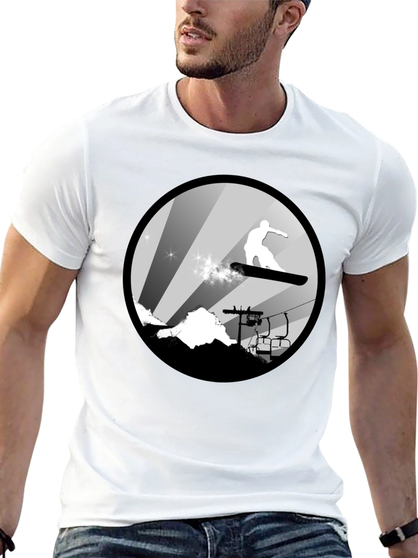 Cool Snowboard T-Shirt: Mountain Scene
