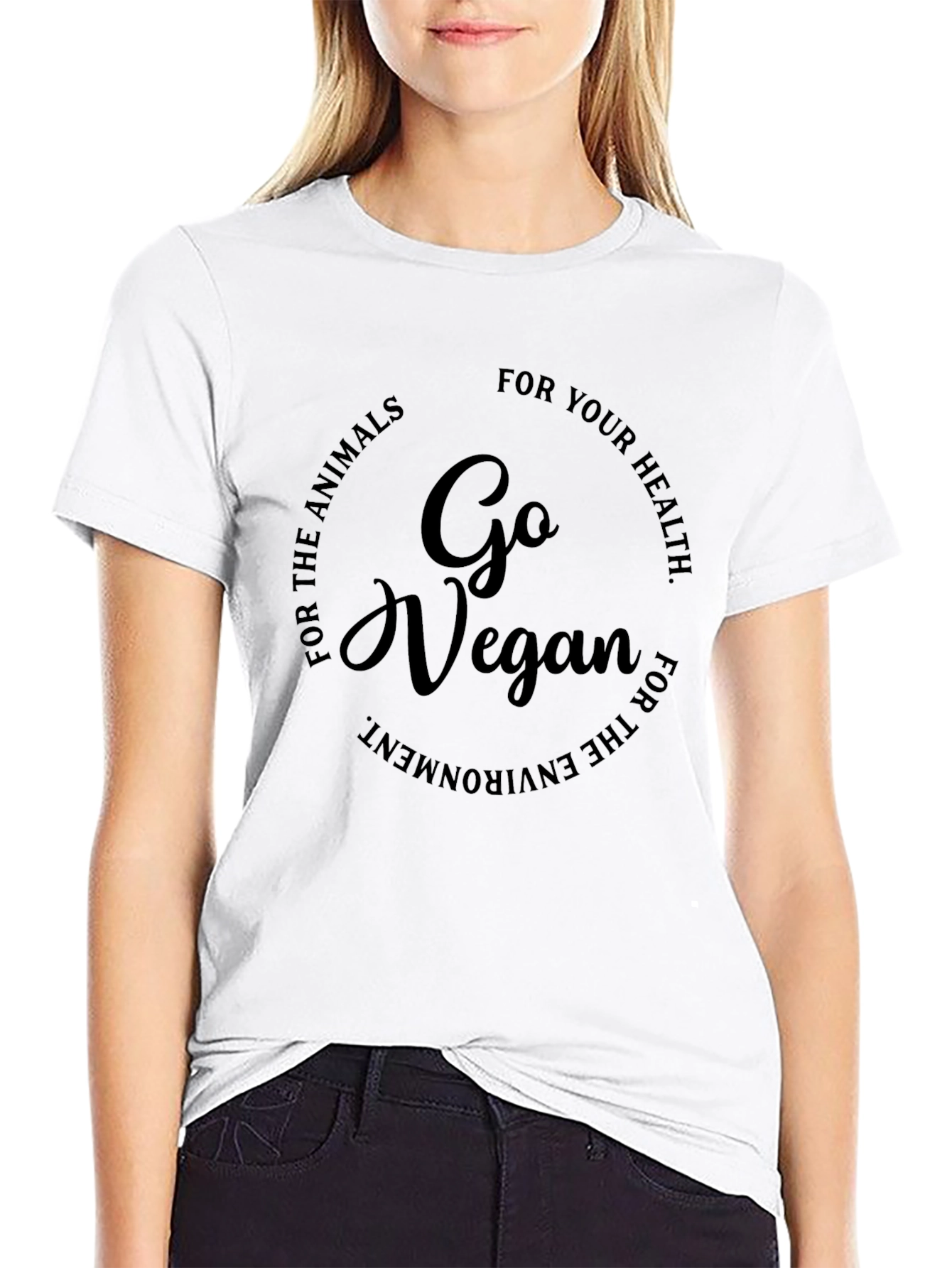 Go Vegan Black T-Shirt - Animals Health Environment
