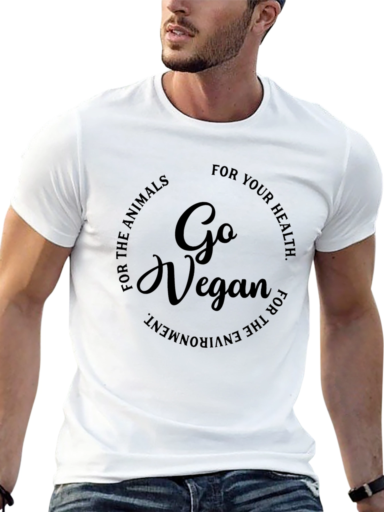 Go Vegan Black T-Shirt - Animals Health Environment