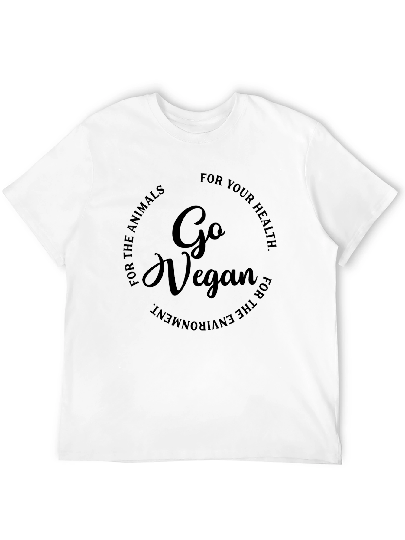 Go Vegan Black T-Shirt - Animals Health Environment
