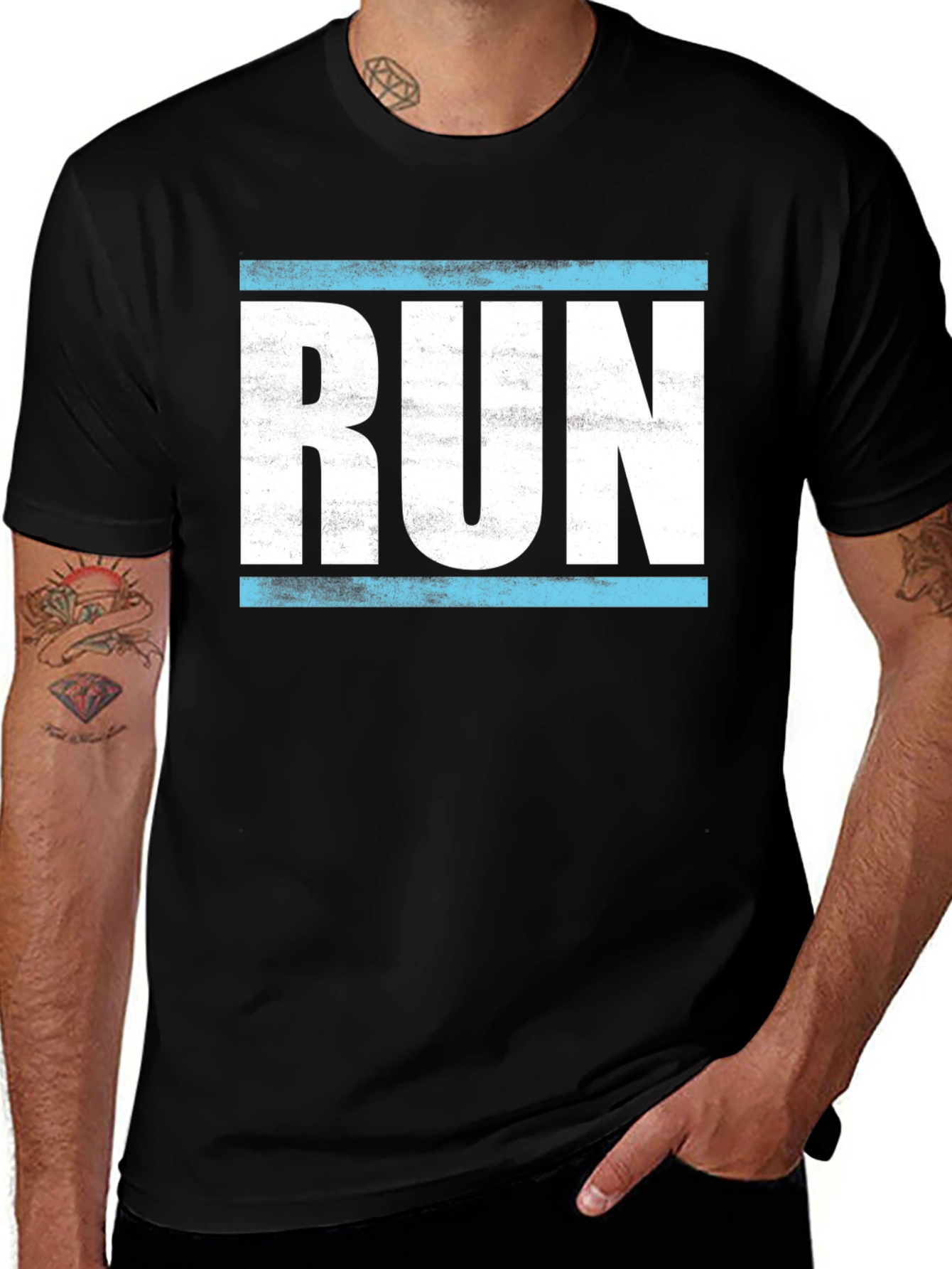 Retro RUN Graphic Tee - Black