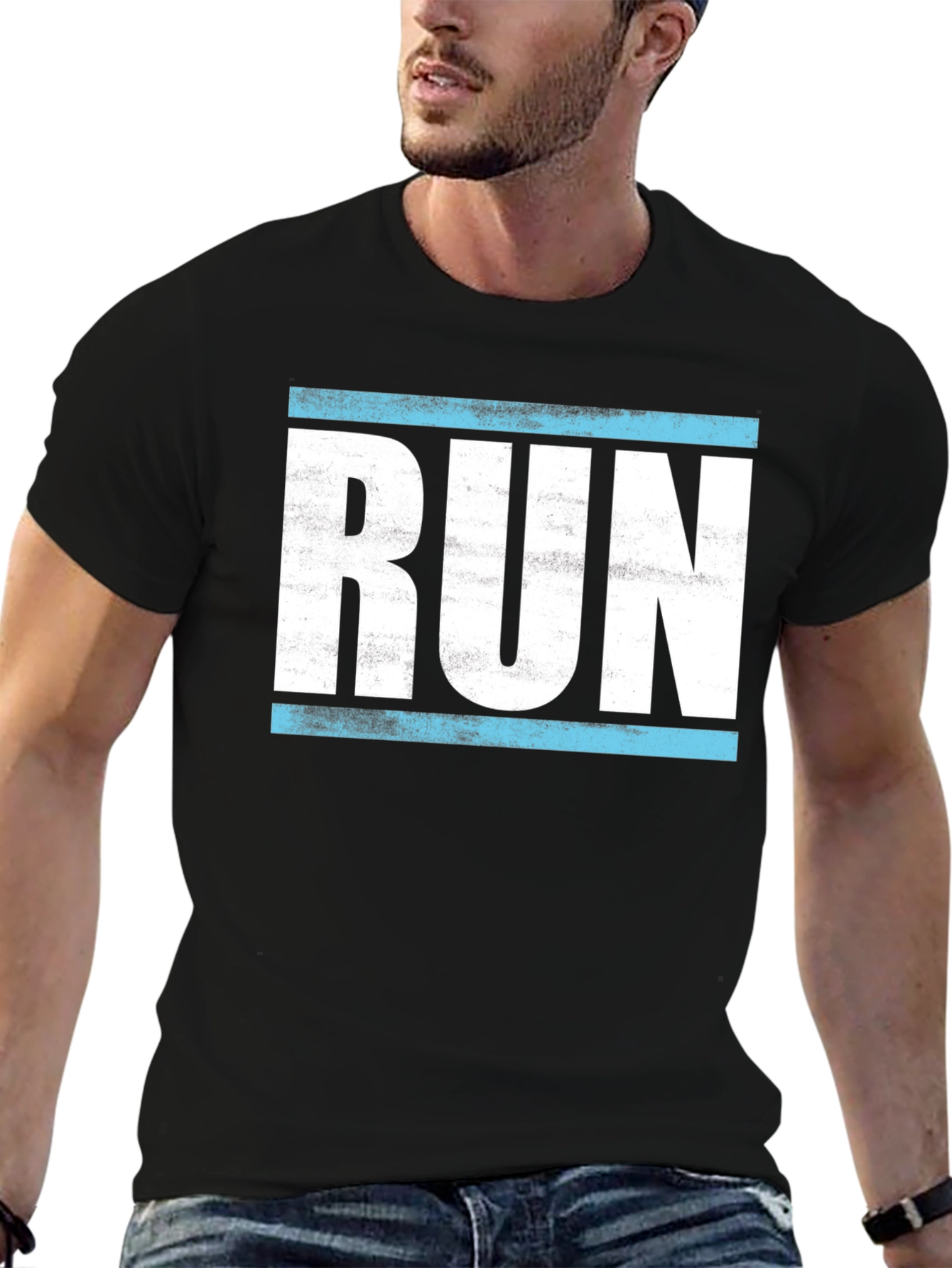 Retro RUN Graphic Tee - Black