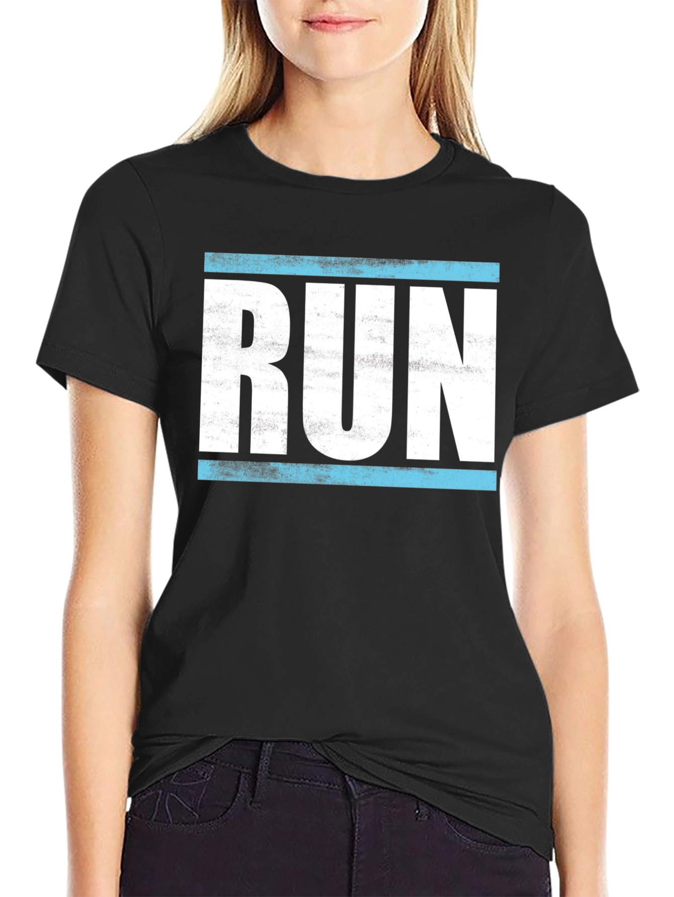 Retro RUN Graphic Tee - Black