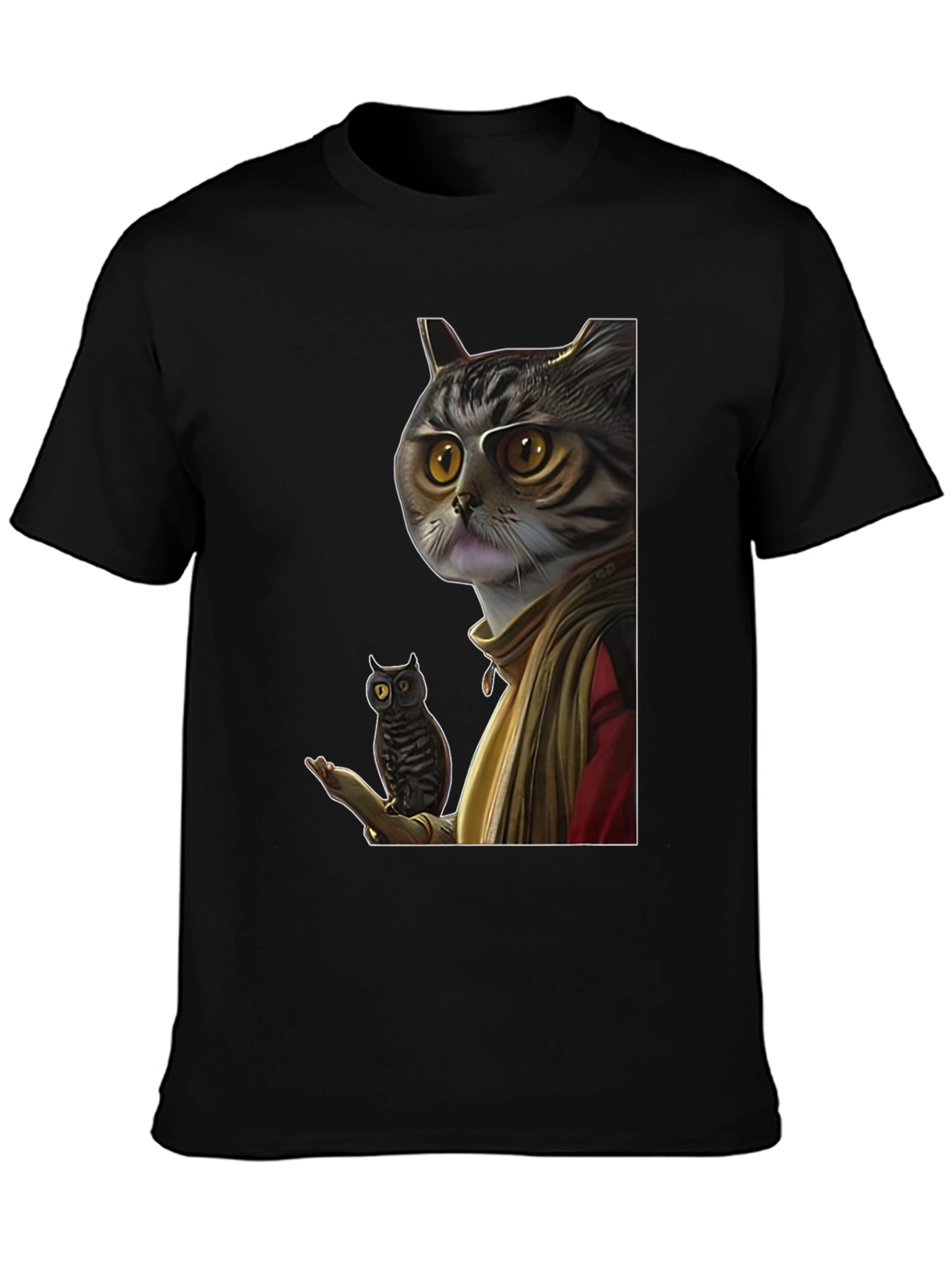 Cat Wizard with Owl Graphic Tee