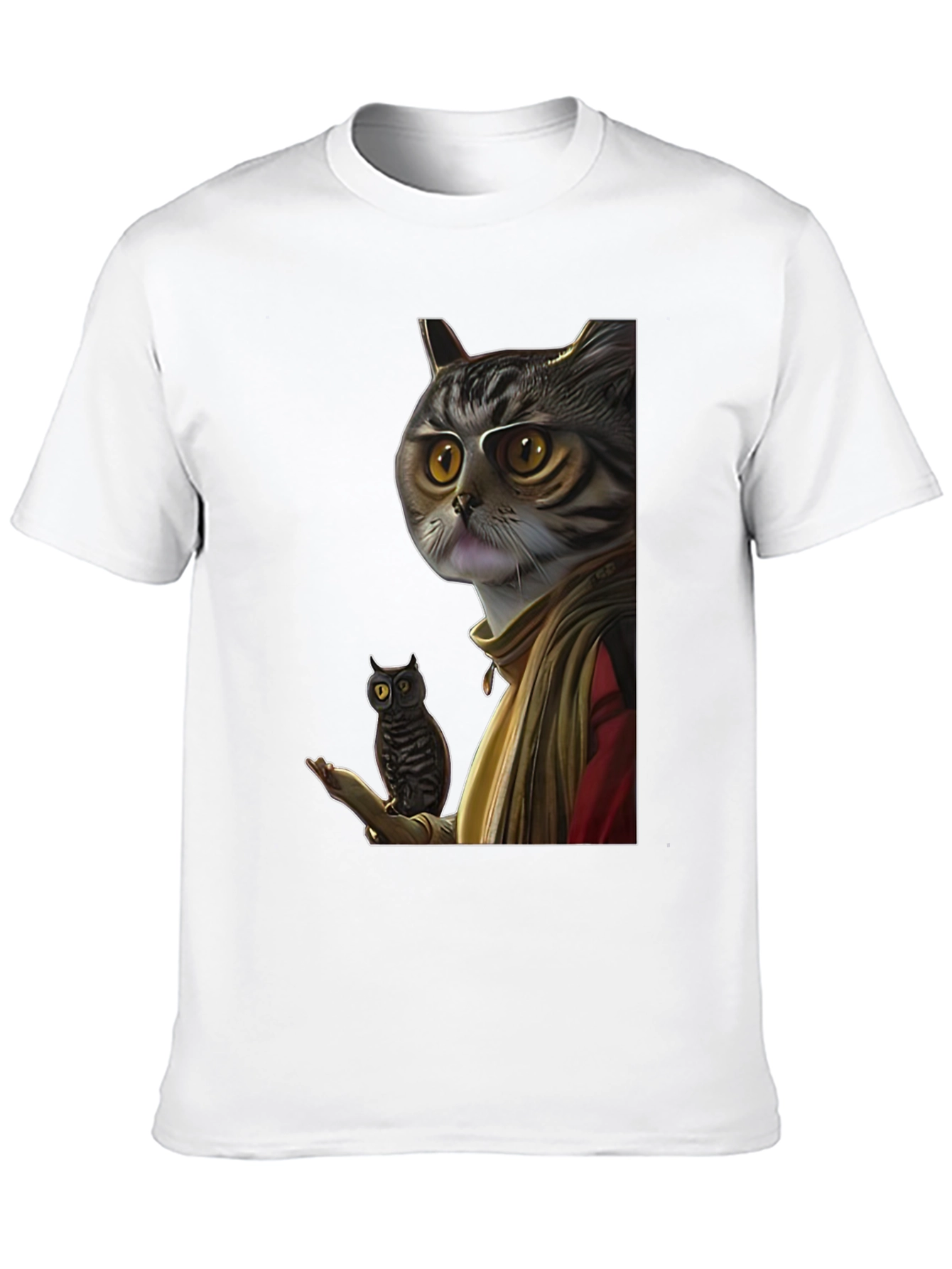 Cat Wizard with Owl Graphic Tee